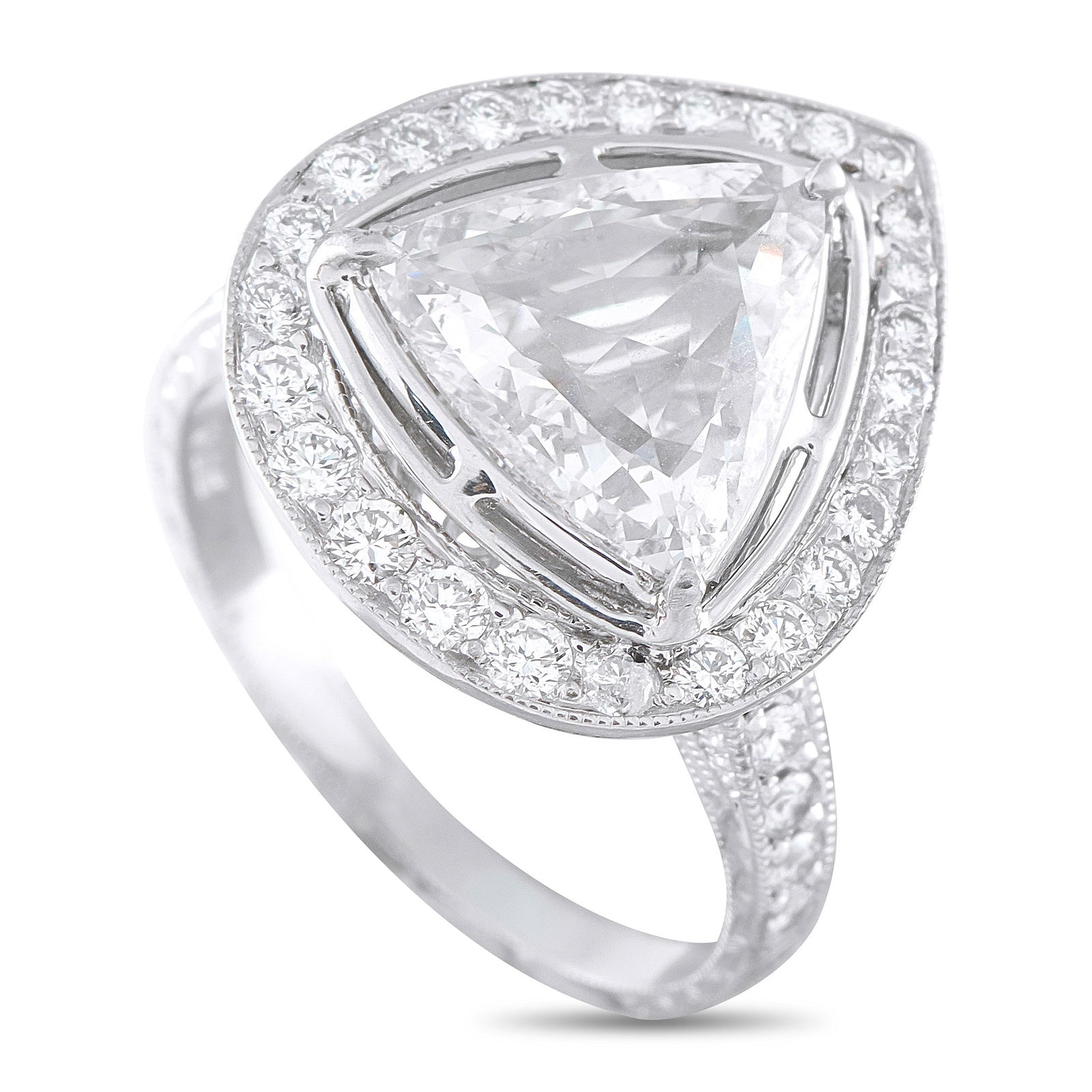 Platinum 2.10ct Diamond Ring: This luxury ring is bold, stylish, and incredibly sophisticated. Set in Platinum, a dazzling 1.40 carat Diamond makes a statement at the center of the contemporary setting. Additional Diamonds totalin