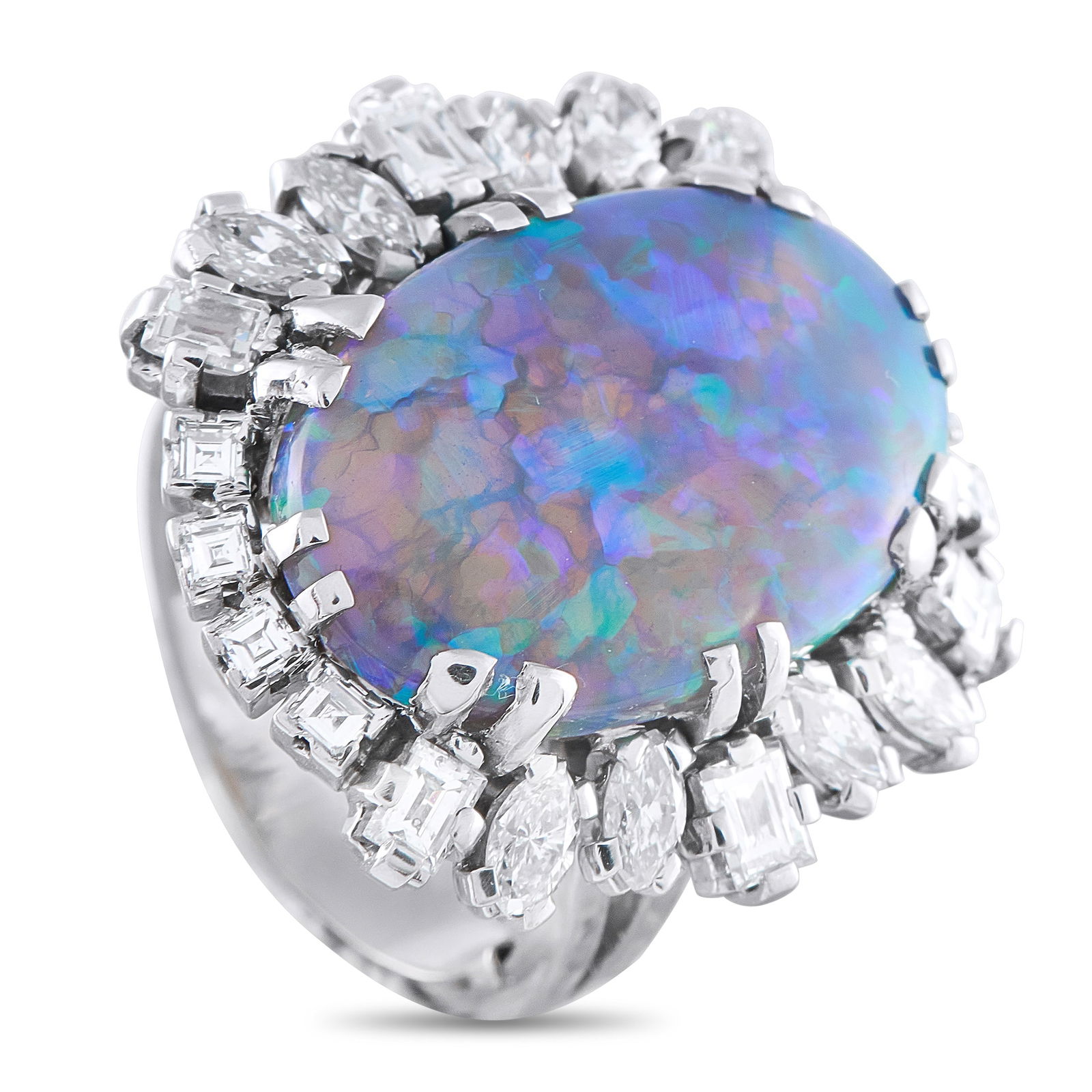Platinum 2.0ct Diamond and Opal Cocktail Ring (1 of 3)