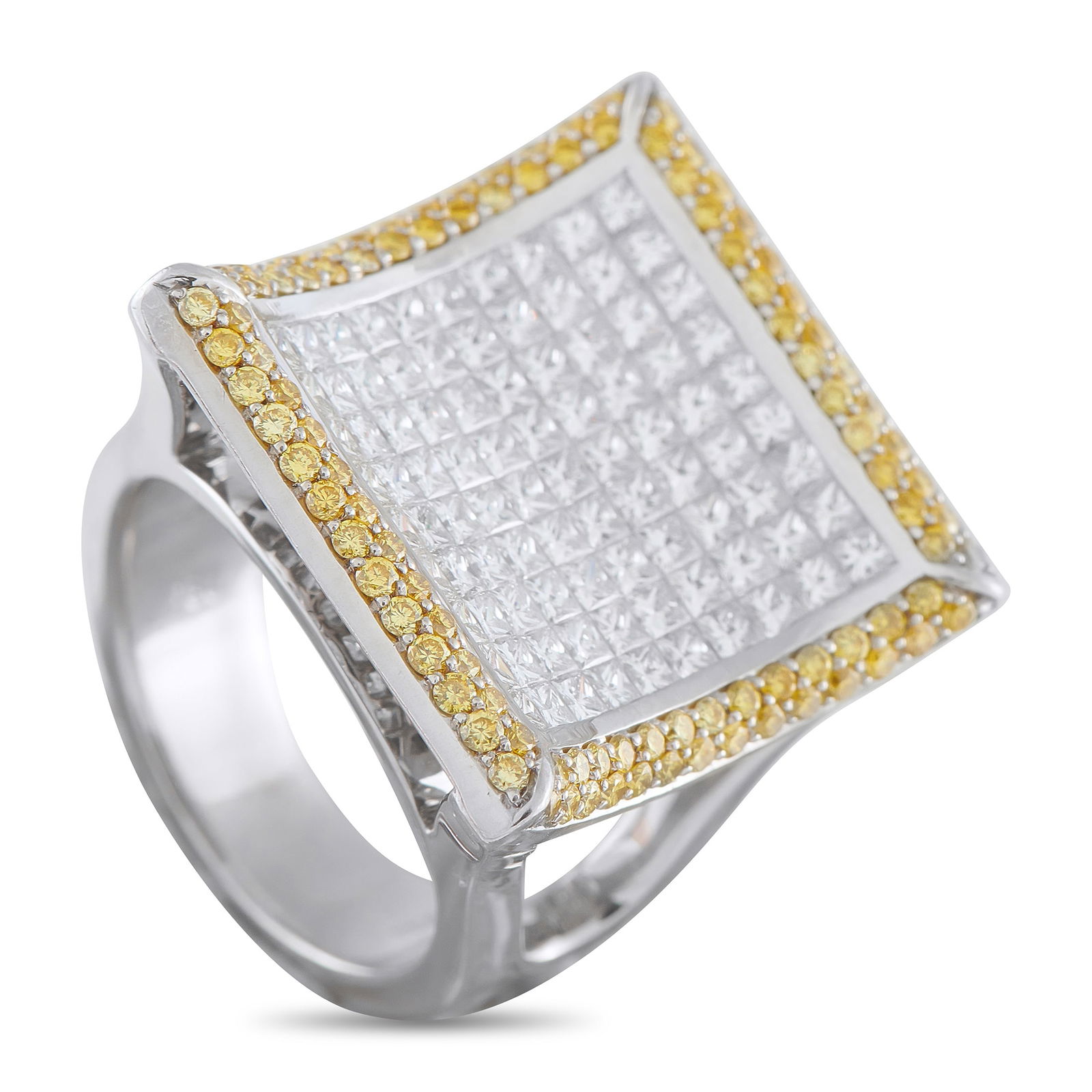 18K White Gold 3.90ct Diamond Ring: This impressive ring will continually catch your eye and capture your imagination. The 18K White Gold setting includes a stunning openwork design – but it’s the sparkling Diamonds totaling 3.90
