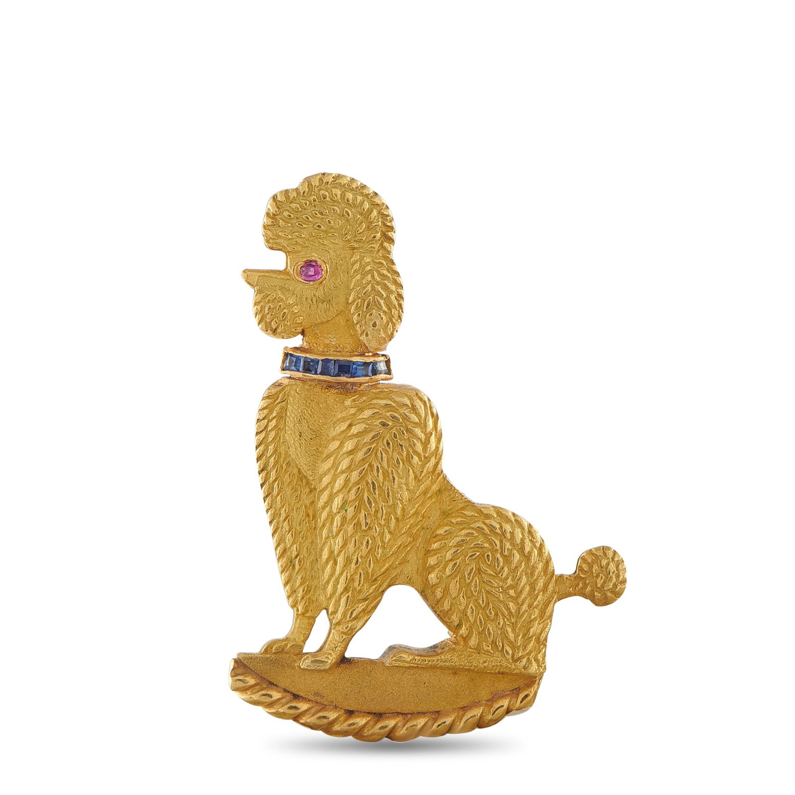 Cartier 18K Yellow Gold Sapphire and Ruby Poodle Brooch (1 of 4)