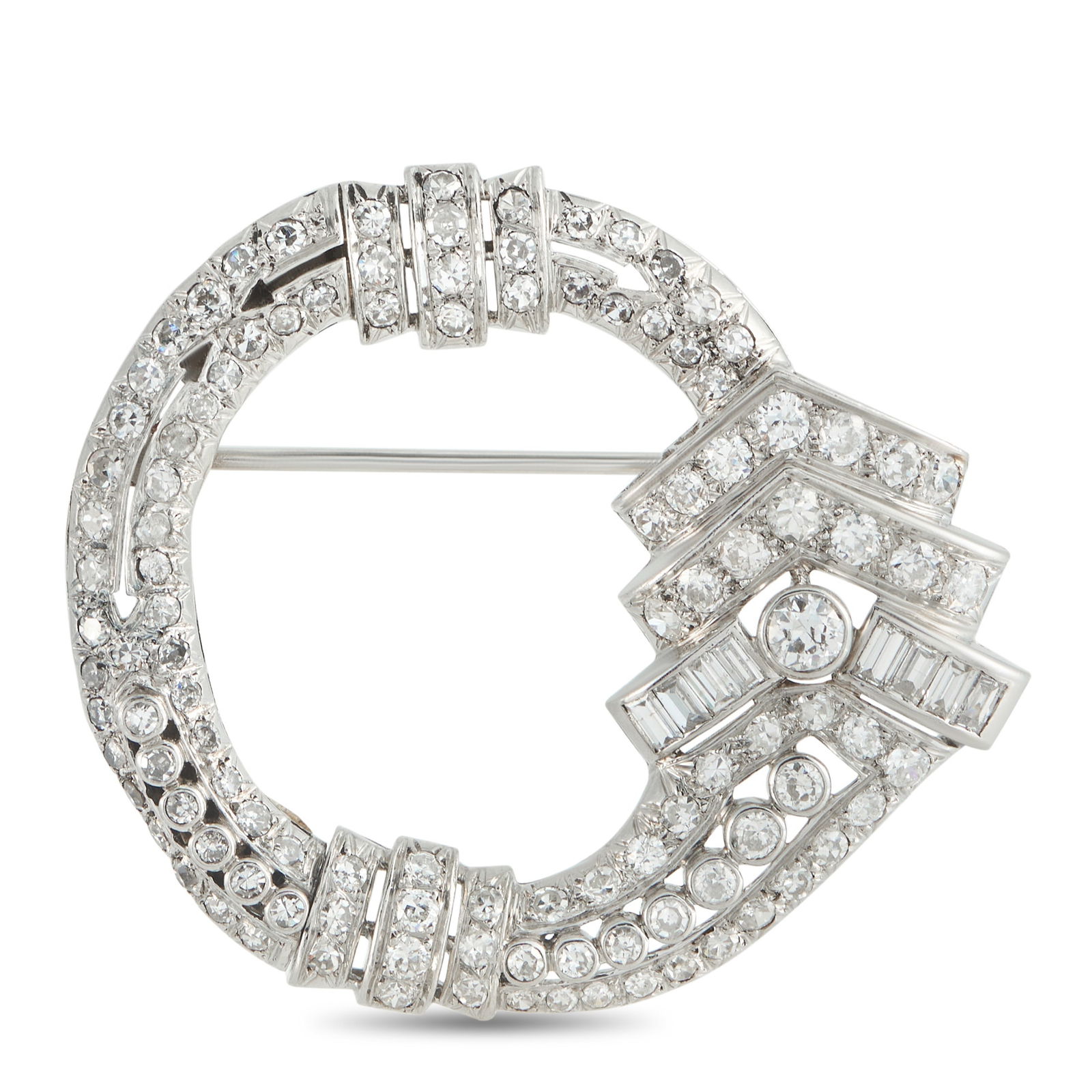 Platinum 6.50ct Diamond Brooch (1 of 3)