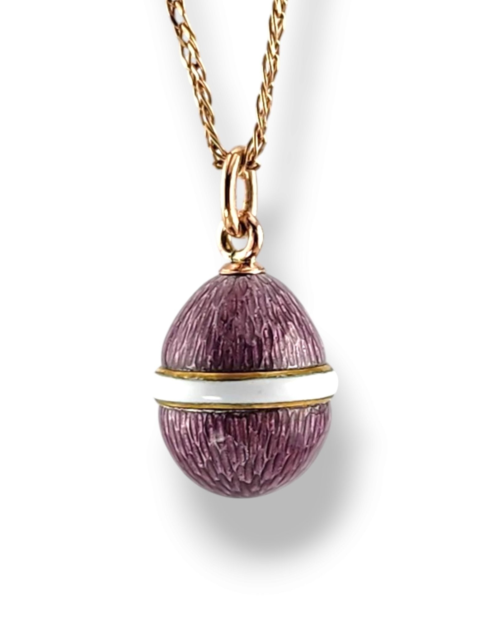 14 kt. Yellow gold, K. Faberge Russian jeweled 56k Gold and Enamel egg pendant Rare Design (1 of 7)