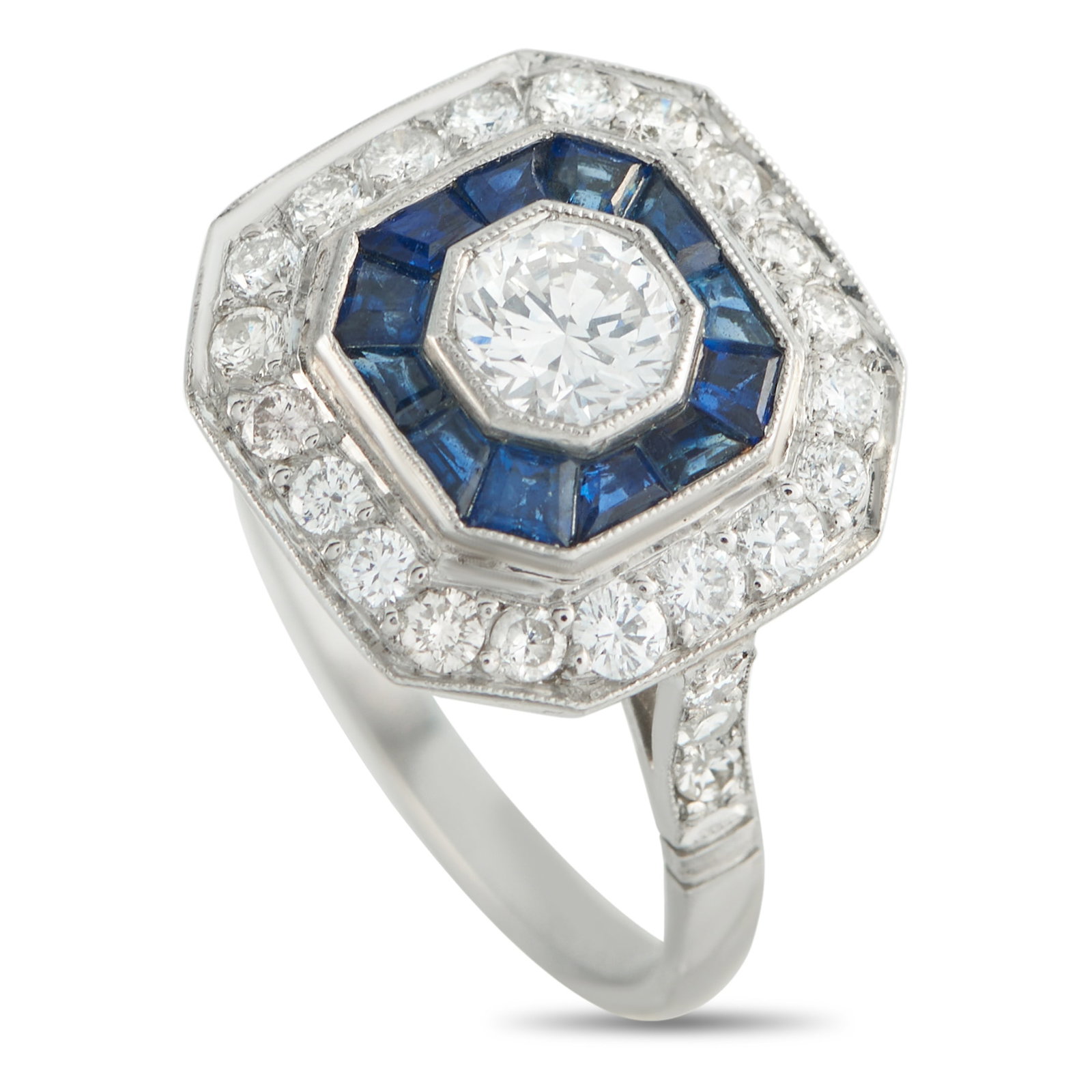 18K White Gold 0.74ct Diamond and Sapphire Ring (1 of 3)