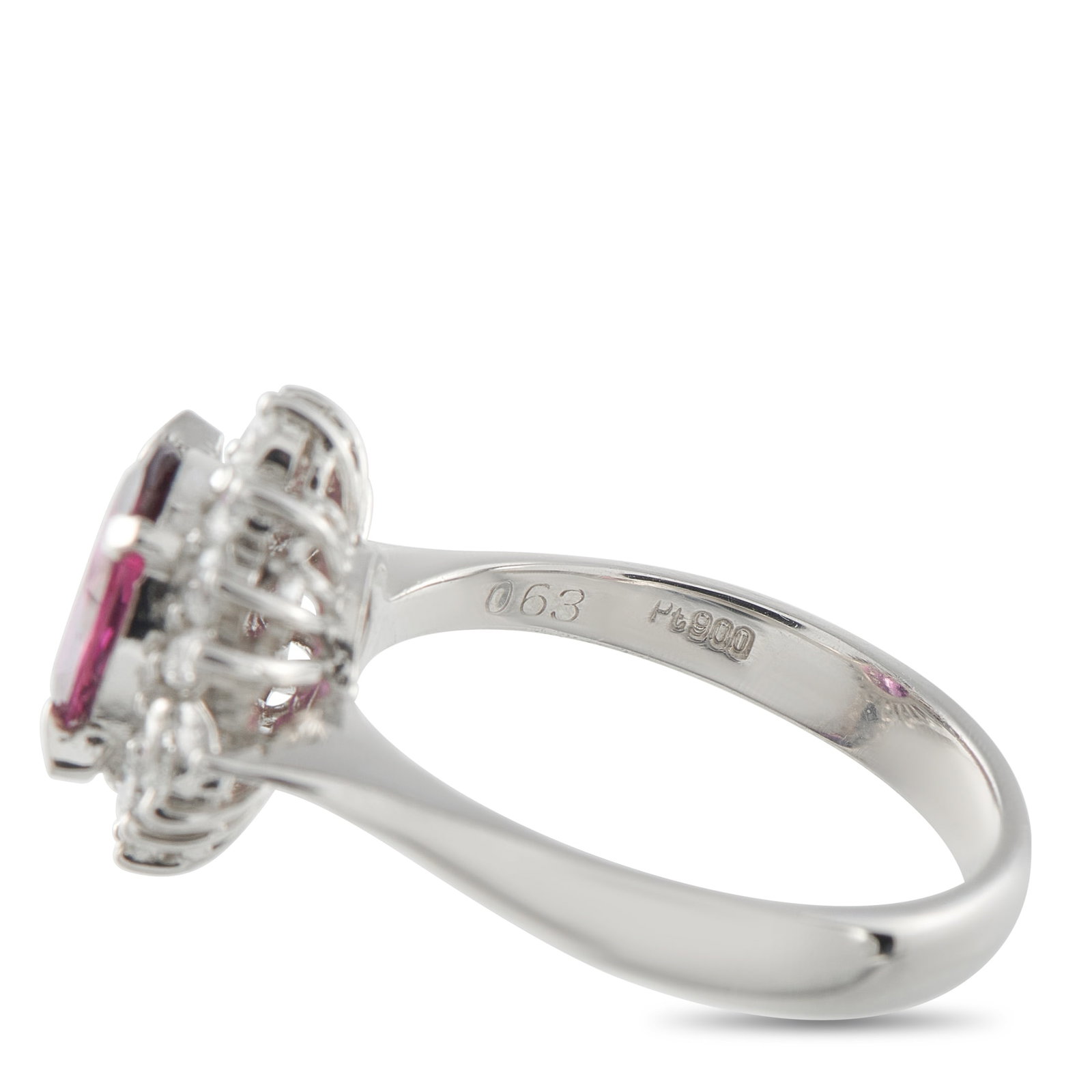 Platinum 0.63ct Diamond and Ruby Ring - 4