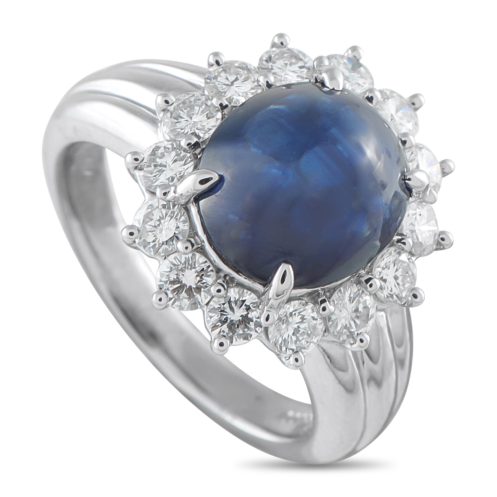 Platinum 0.92ct Diamond and Sapphire Ring (1 of 4)