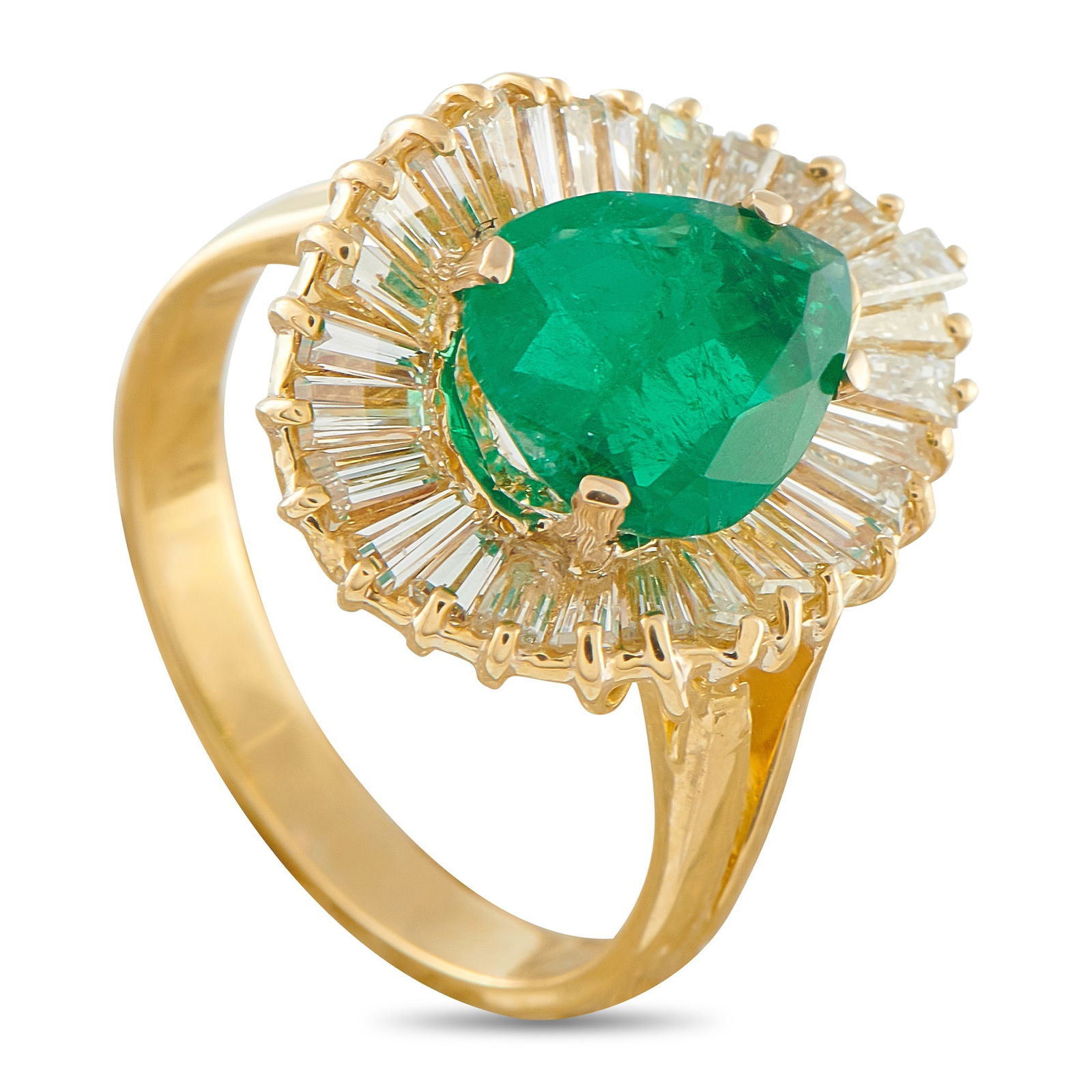 18K Yellow Gold 1.84ct Diamond and Emerald Ring (1 of 3)