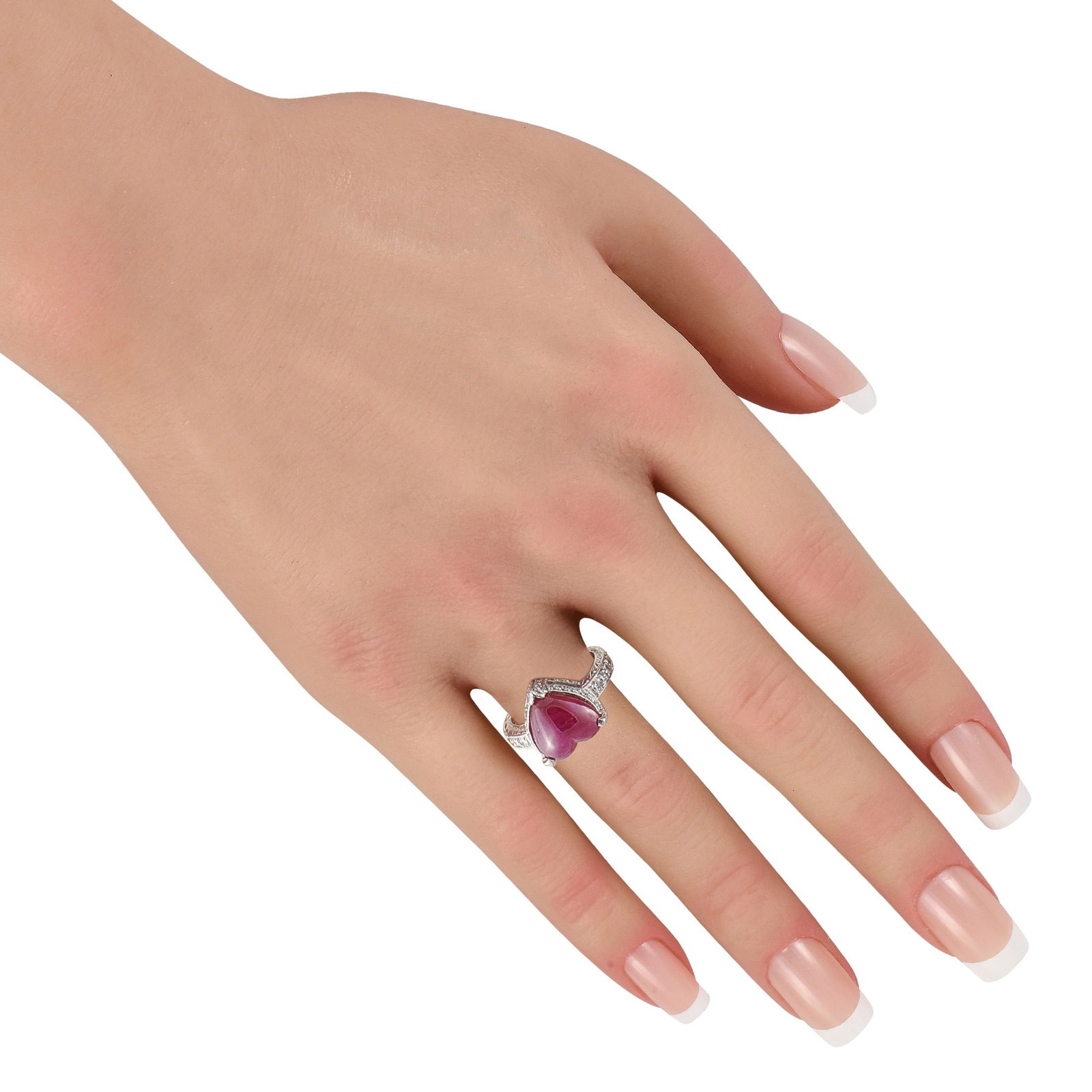 Platinum 1.20ct Diamond and Ruby Heart Ring - 3