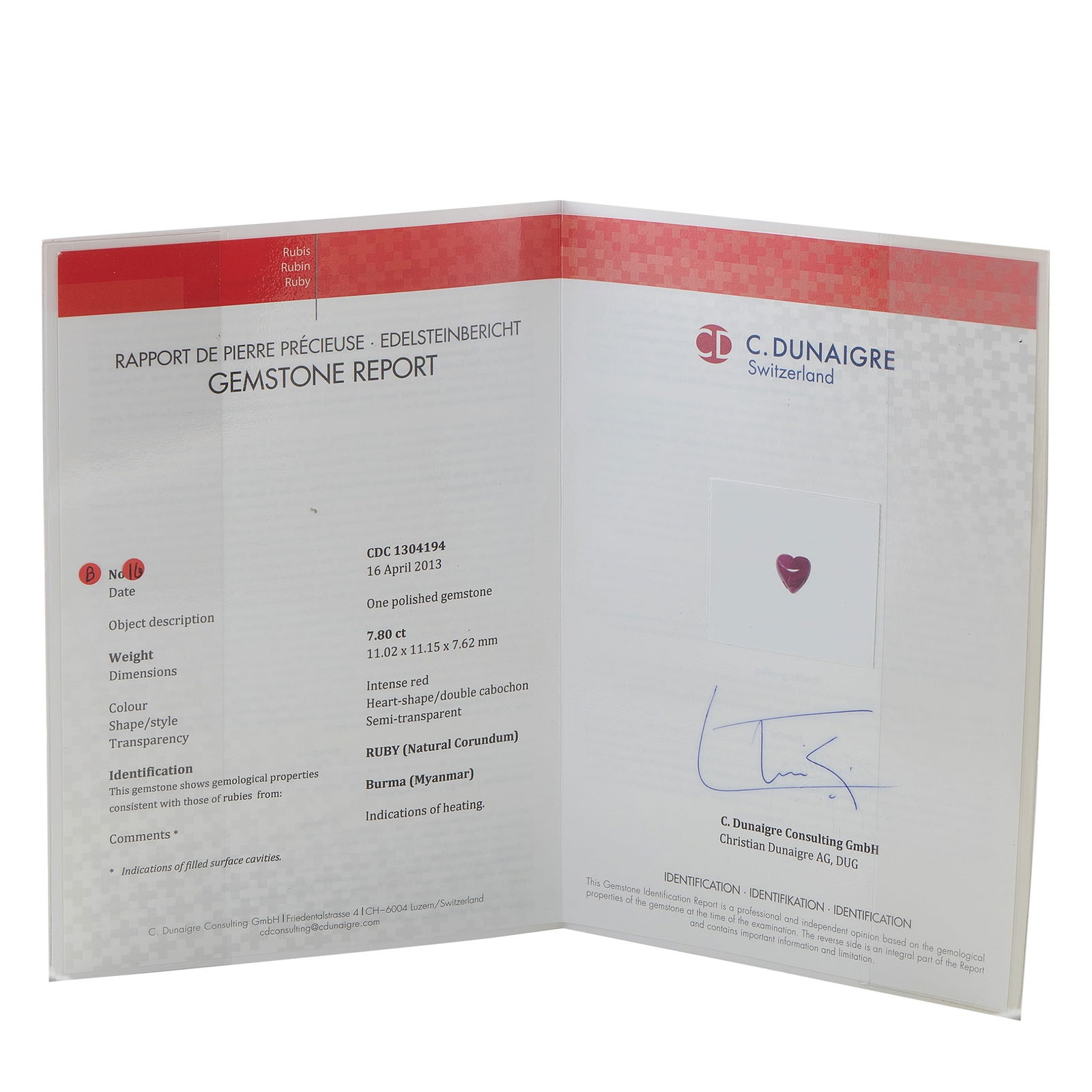 Platinum 1.20ct Diamond and Ruby Heart Ring - 4