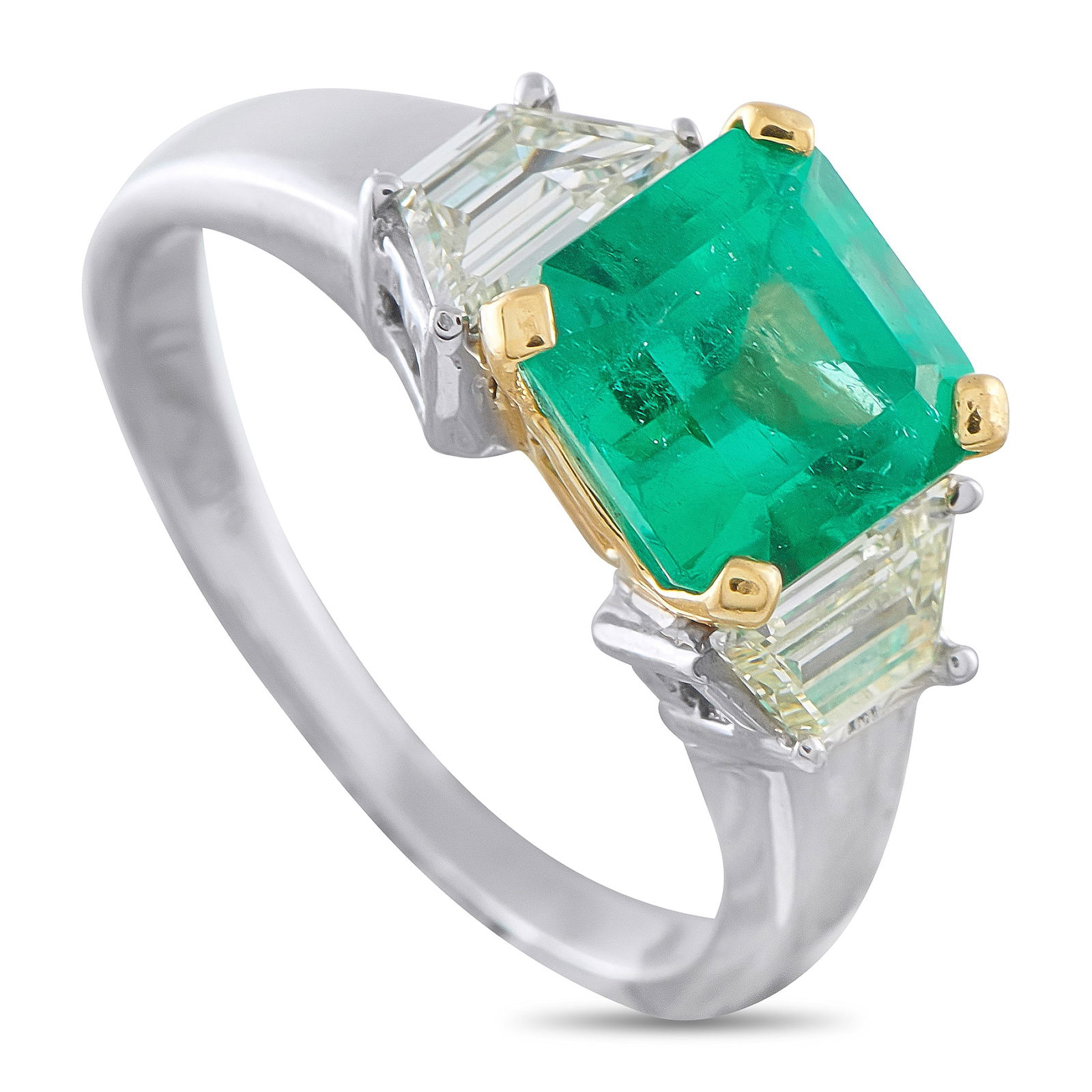 18K White and Yellow Gold 0.60ct Diamond and Emerald Ring (1 of 4)