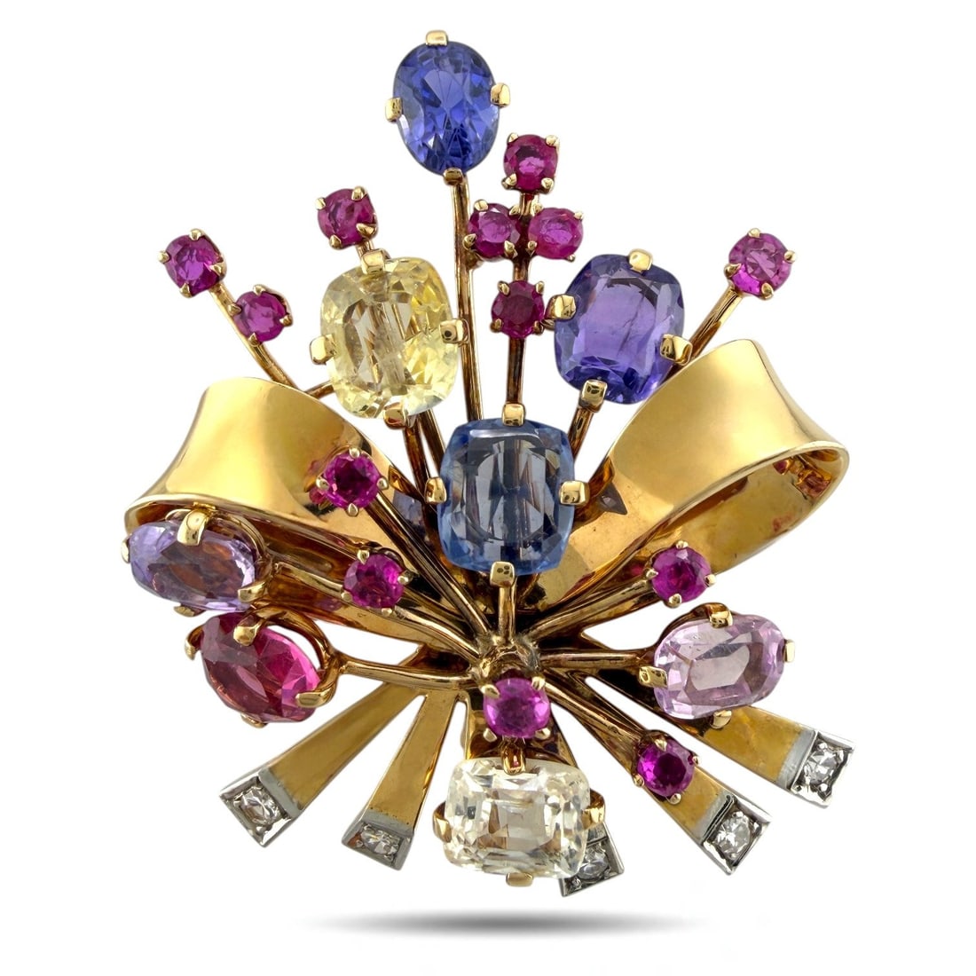 Brooch - 18 kt. Yellow gold - 2.00ct. tw. Diamond (Natural) (1 of 6)