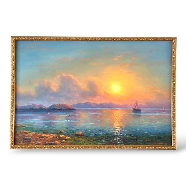 V. Ispiryan Amazing Seascape Original Oil Painting: V. Ispiryan Amazing Seascape Original Oil PaintingArtist : Vachagan IspiryanSsize: 30 inch X 36inch Condition: Excellent Year made: 2025Signed by artist Condition - Excellent