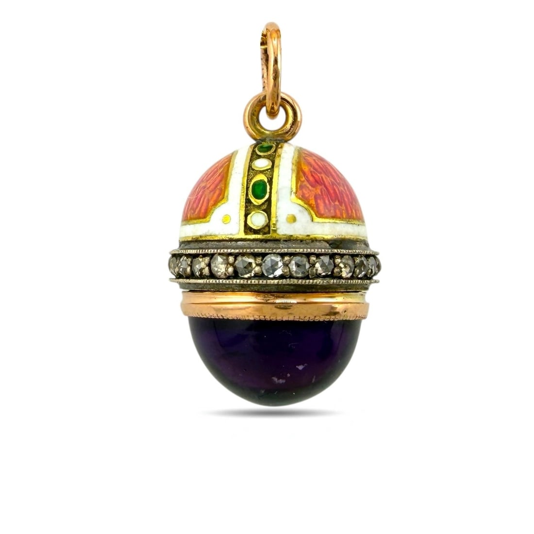 14 kt. Yellow gold, Imperial Russian Faberge Jewelled 56K Gold and Enamel Egg Pendant Henrik (1 of 7)
