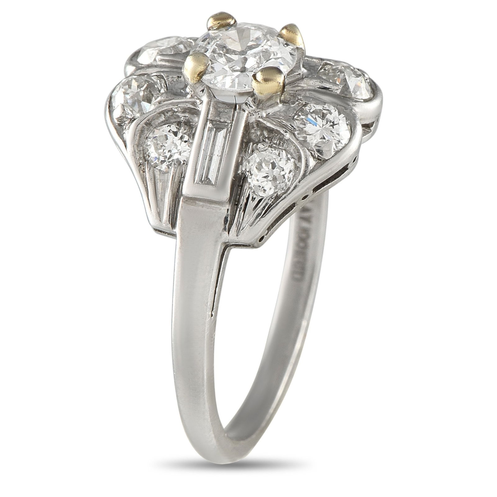 Ring Antique Platinum 1.27ct Diamond Ring , Platinum - 1.27ct. tw. Diamond (Natural) - Diamond: Antique Platinum 1.27ct Diamond Ring This antique ring possesses a distinct vintage elegance. The highly ornate Platinum setting shines to life thanks to inset Diamonds with a total weight of 1.27 car