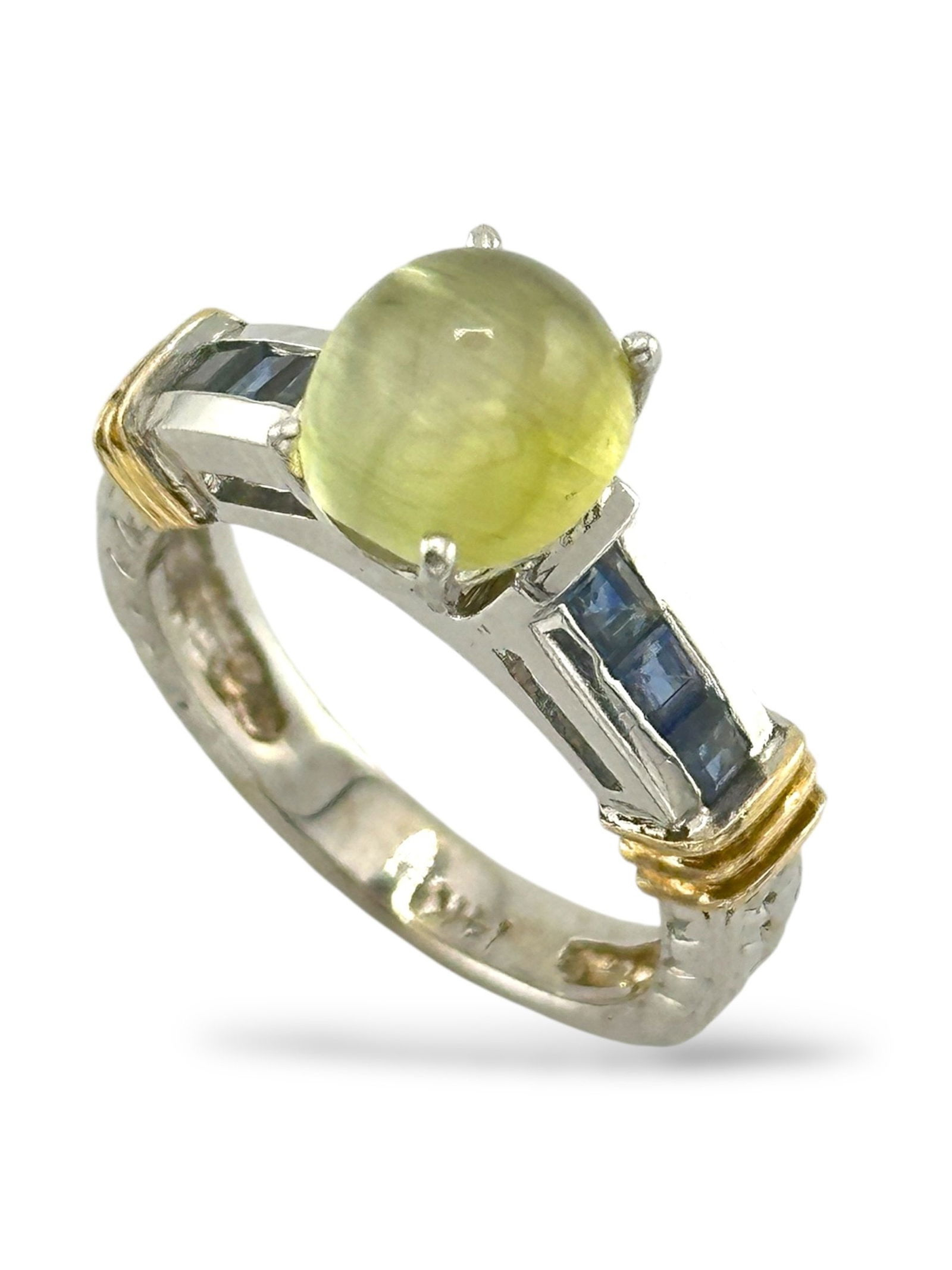 14 kt. White gold, Natural Cat's Eye Chrysoberyl Diamond Gold Ring 2.20 Carat - 2.20ct. tw. Cat's (1 of 6)