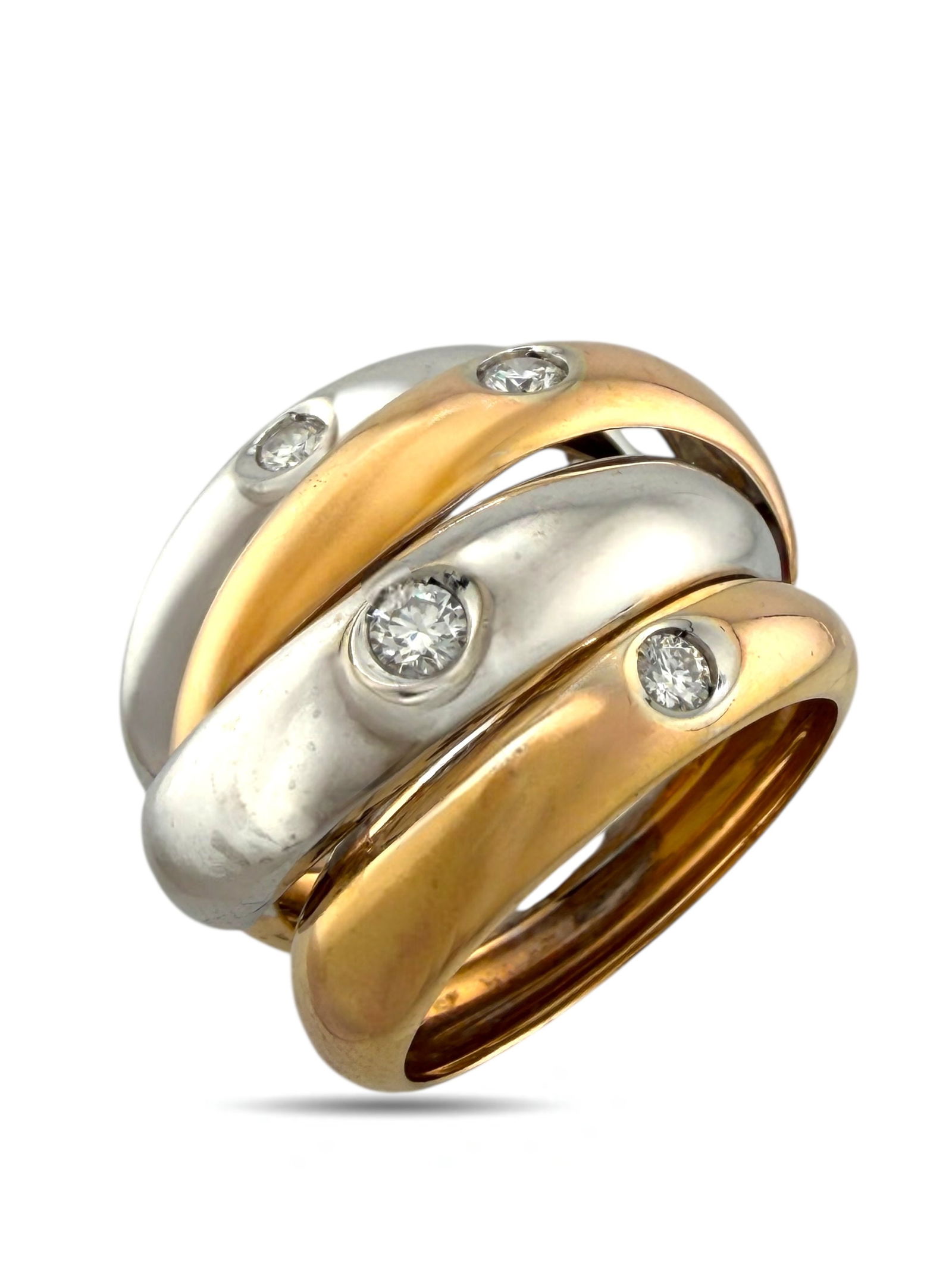 18 kt. White gold, Exclusive Two-Tone 18K Rose and White Gold 0.16ct Diamond Ring, Rose gold (1 of 7)