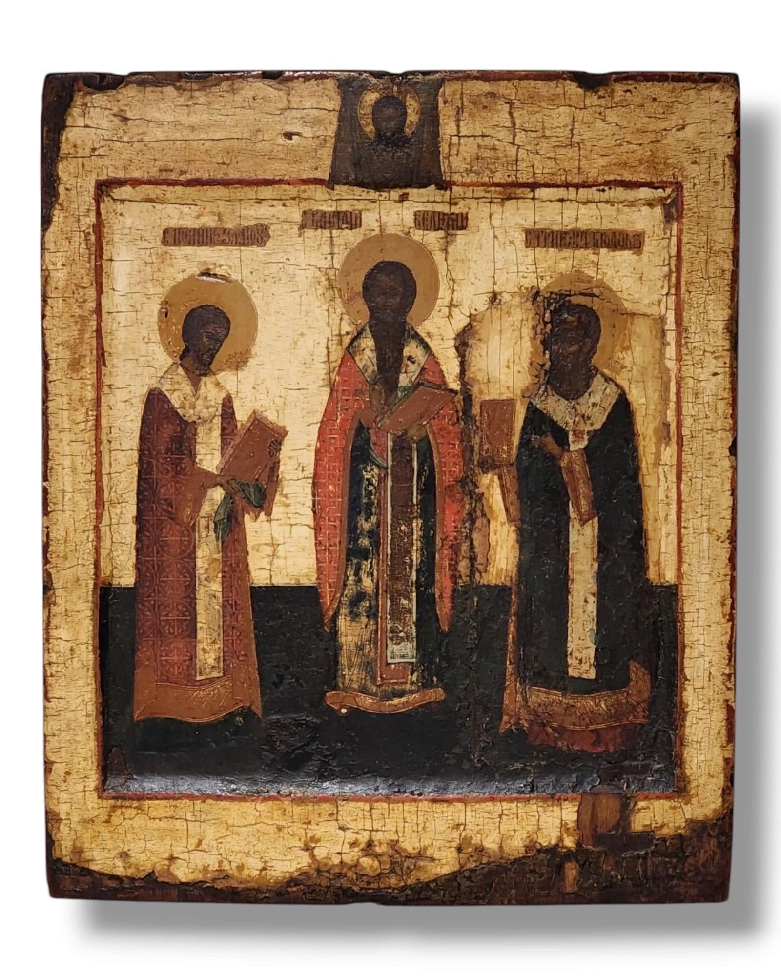Icon - Rare Antique 17th Century Russian Icon of the Three Hierarchs - Wood: Rare Antique 17th Century Russian Icon of the Three HierarchsPeriod: 17th Century Size: 12.5 inches x 10.25 inches (31 x 26cm)Condition: Very Good, professionally restored in past. #Russianicon #antiq