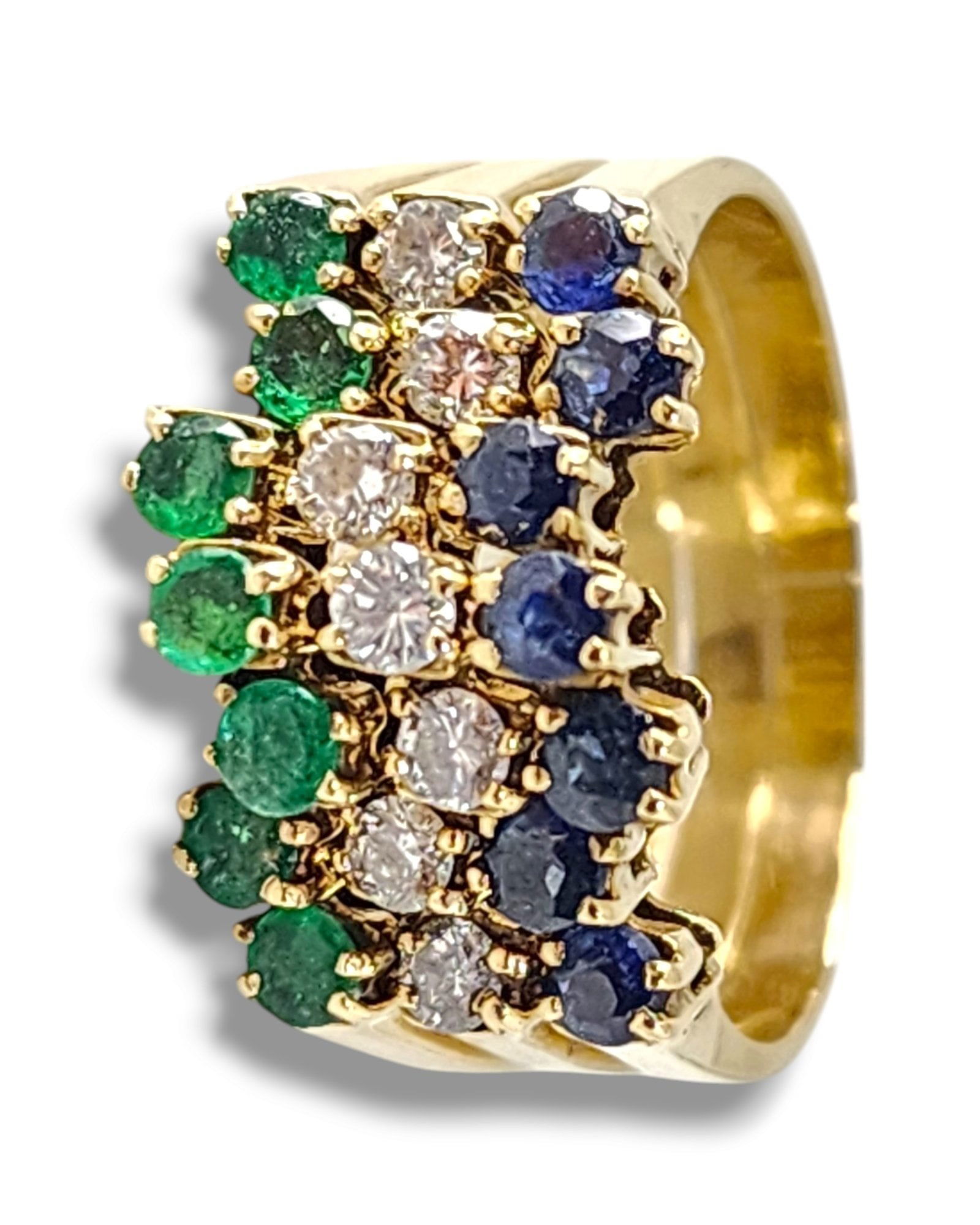 14 kt. Yellow gold, Beautiful 3 Pieces Stackable 14K Gold Interlocking Ring Set with Diamonds, (1 of 7)