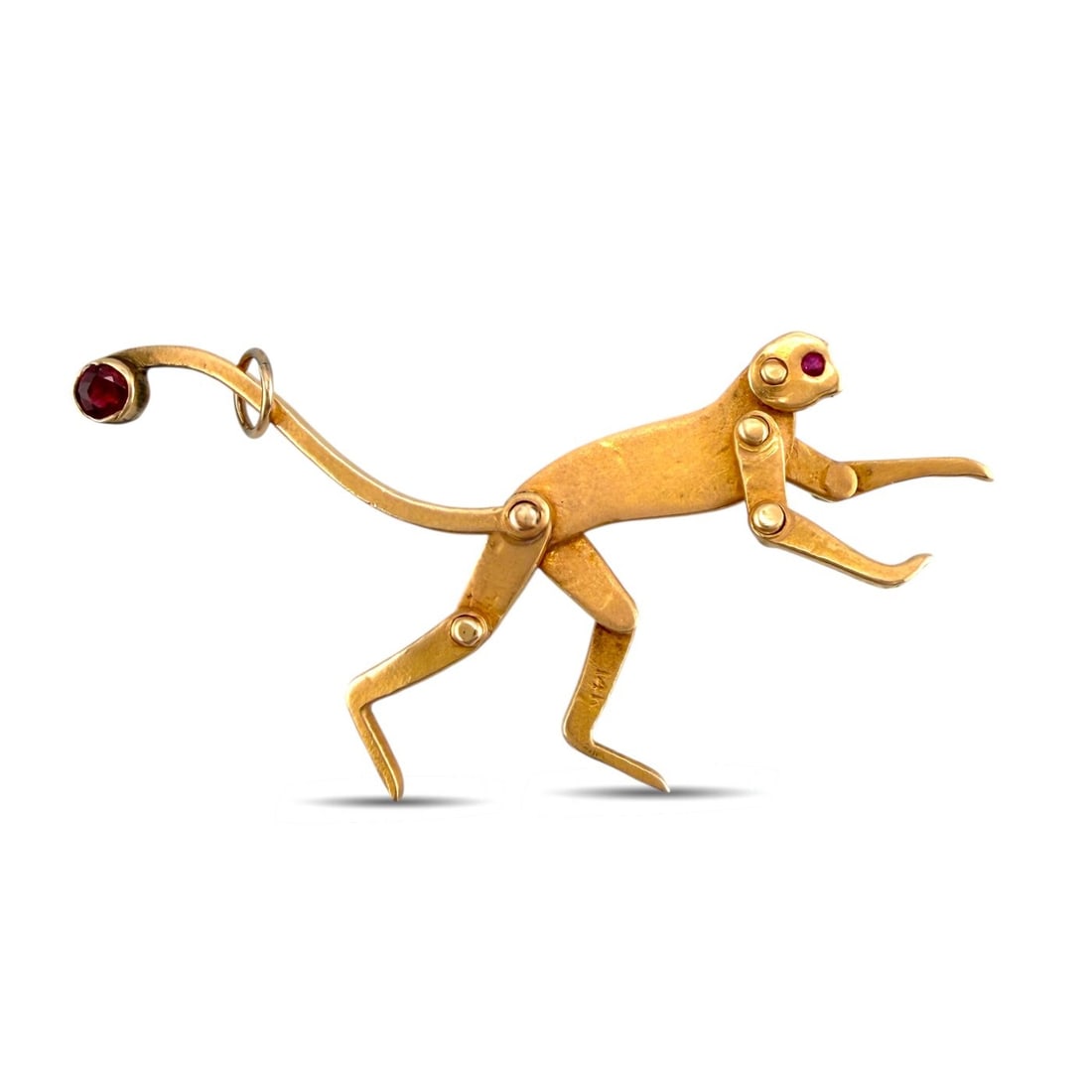 14K Rose Gold Ruby Articulated Monkey Pendant, Rose gold - 0.25ct. tw. Ruby: Exclusive 14K Rose Gold 0.25ct Ruby Articulated Monkey PendantA charming and whimsical pendant crafted in warm rose gold, designed as a playful monkey with articulated movable elements that give the