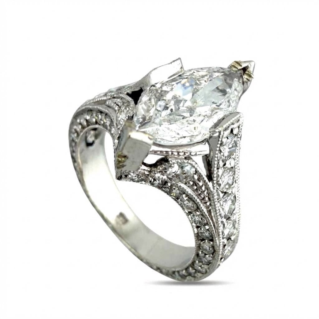 14K White Gold 5.35ct Diamond Engagement Ring, White gold - 5.35ct. tw. Diamond - Diamond (1 of 7)