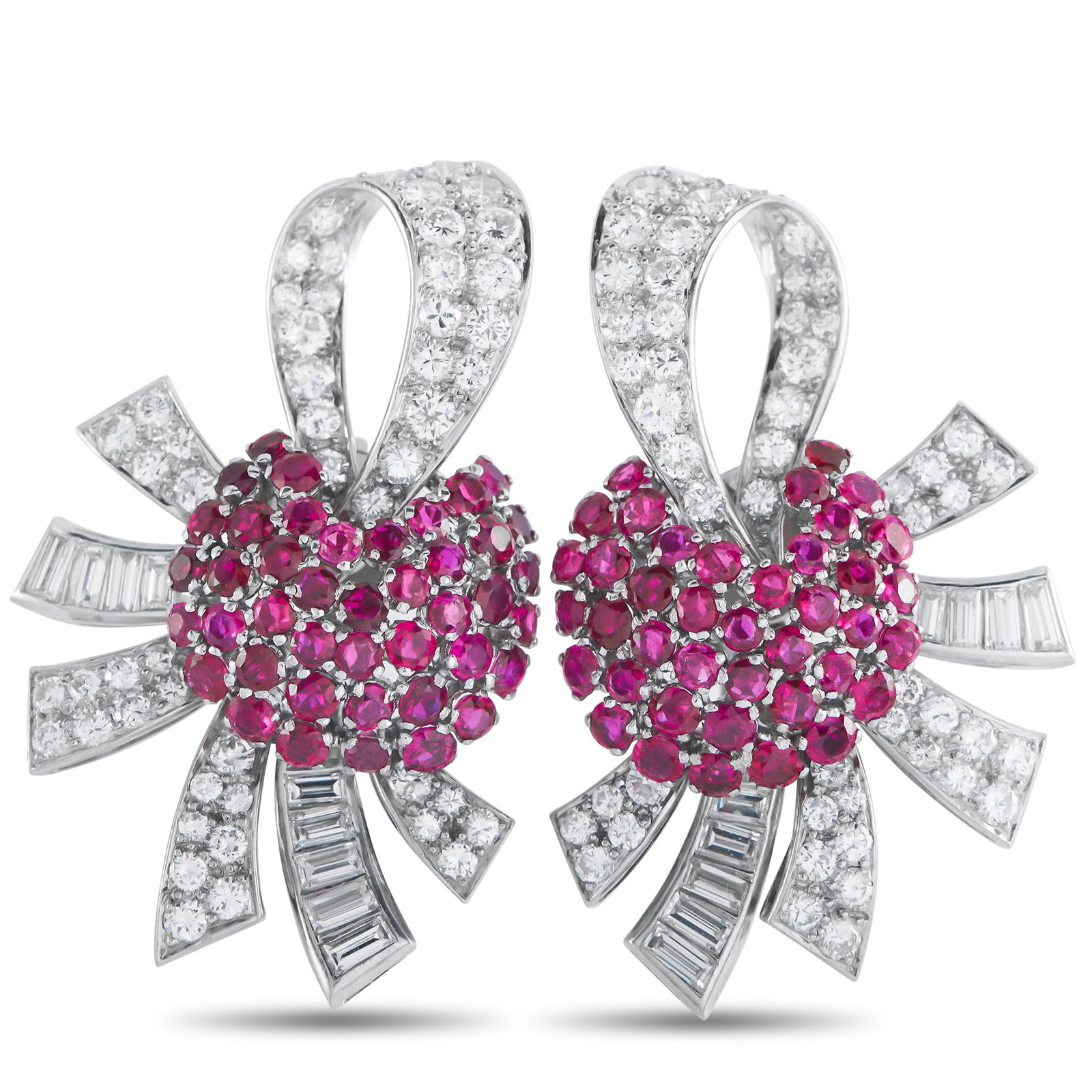 Platinum 5.45ct Diamond and Ruby Earrings (1 of 3)