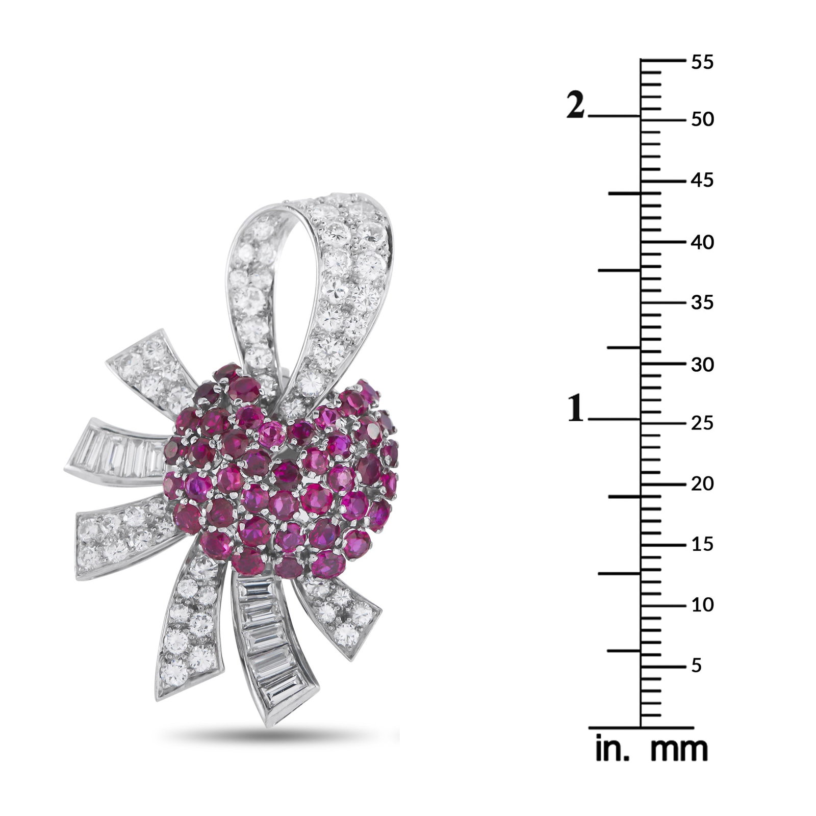 Platinum 5.45ct Diamond and Ruby Earrings - 3