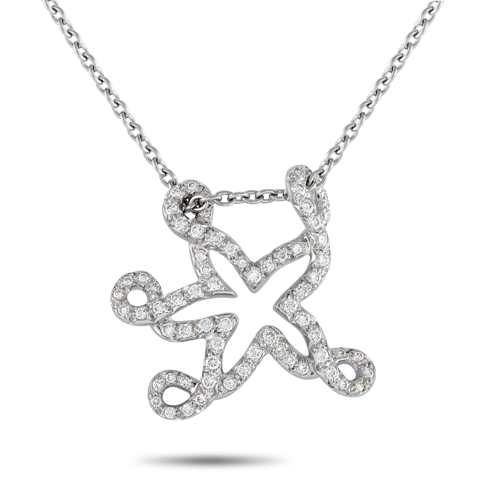 DIOR 18K White Gold 0.65ct Diamond Starfish Necklace: With its whimsical silhouette and captivating yet elegant sparkle, this necklace is bound to be the star of every outfit. This creation by Dior features a 16?-long necklace with a spring ring clasp. I