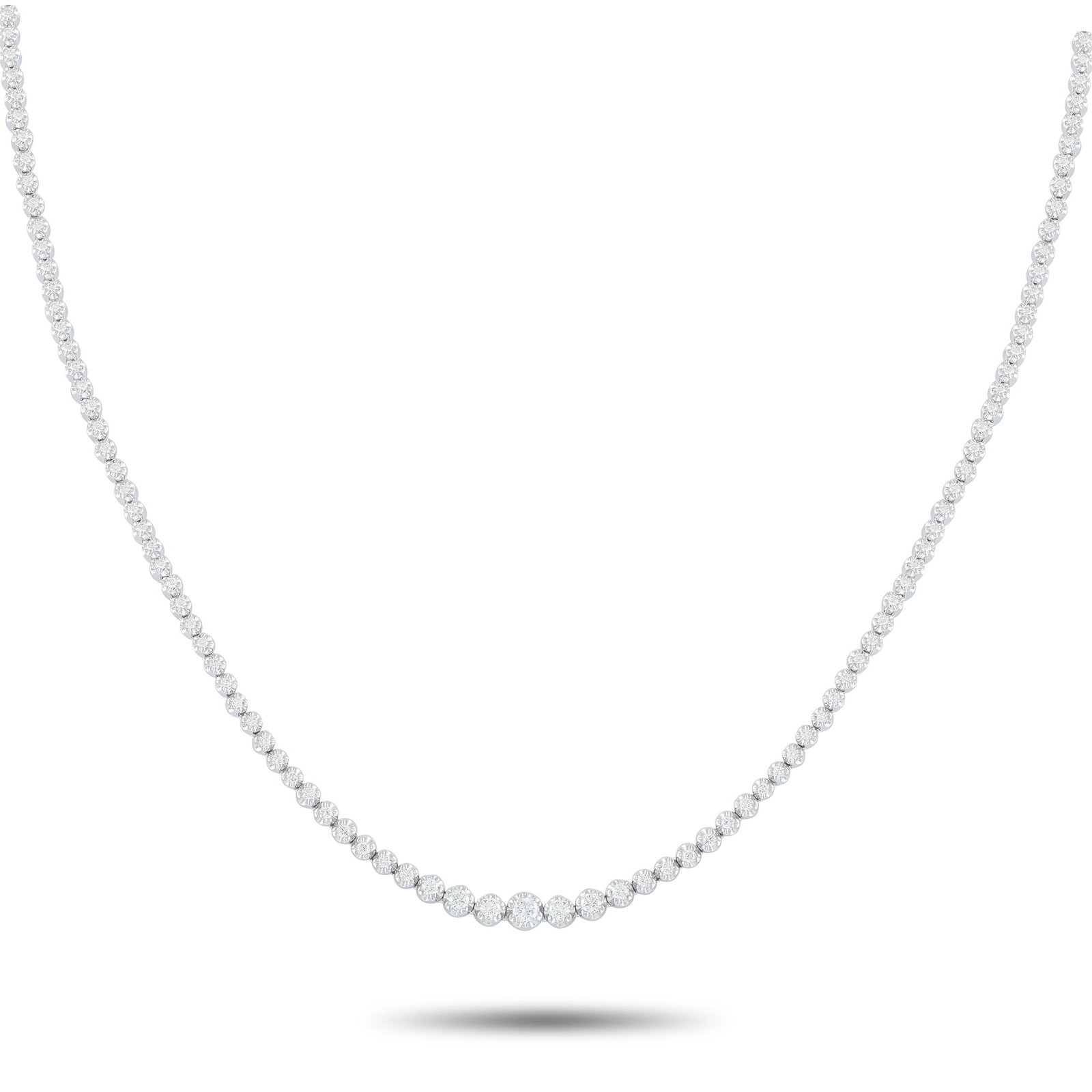 18K White Gold 2.50ct Diamond Tennis Necklace: Simple and elegant, this tennis necklace is ideal for anyone who appreciates quiet luxury. A series of graduated round-cut Diamonds totaling 2.50 carats allow this piece to shine brightly every time i