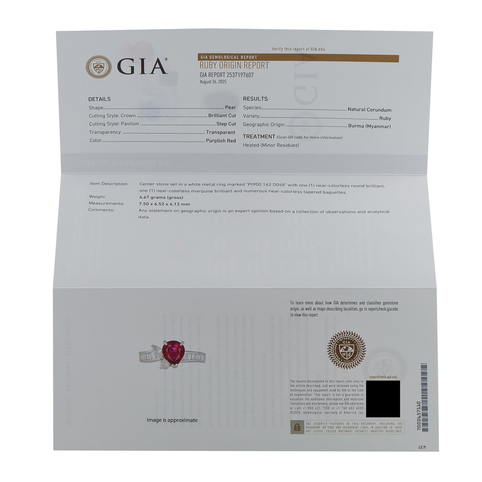 Platinum 0.48ct Diamond and Ruby Ring - 5