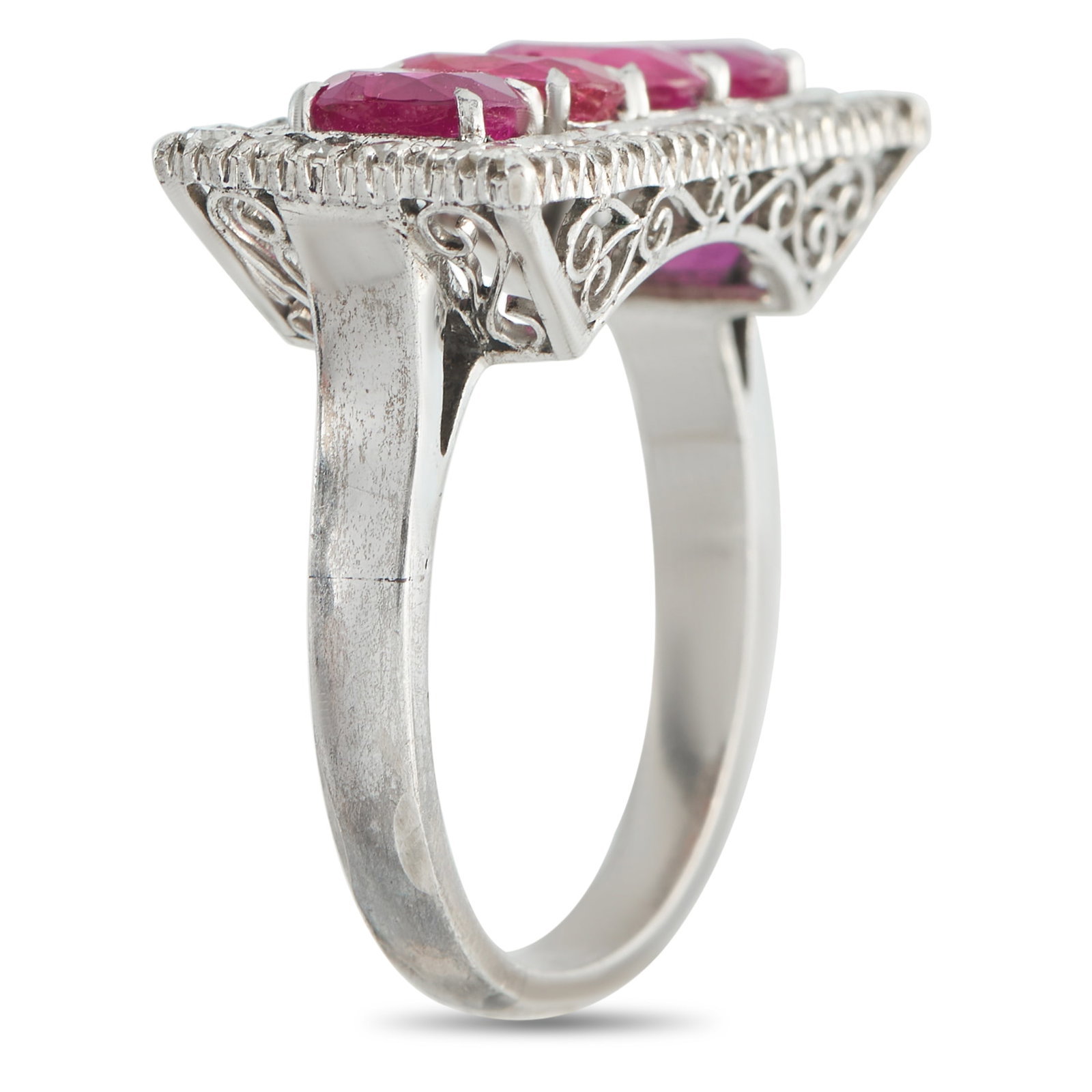 Platinum 0.60ct Diamond and Ruby Ring - 2