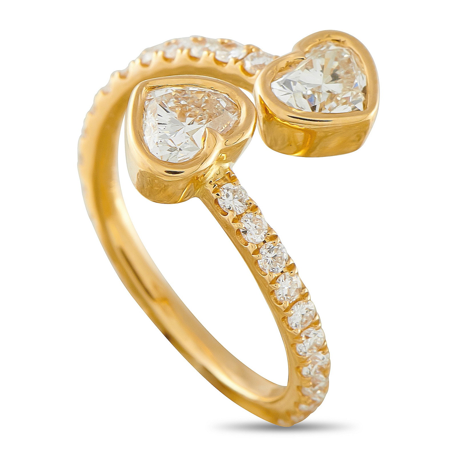 18K Yellow Gold 1.55ct Diamond Bypass Heart Ring (1 of 4)