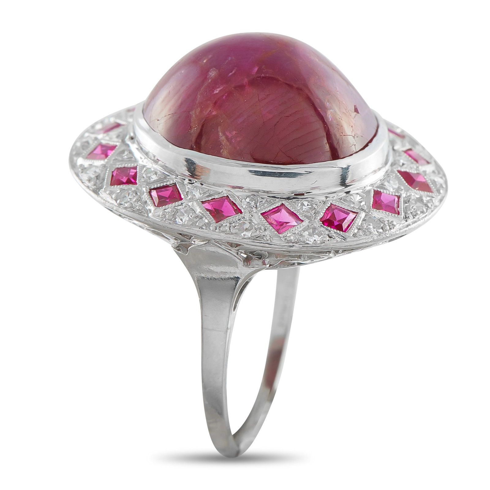Platinum 0.34ct Diamond and Ruby Ring - 2