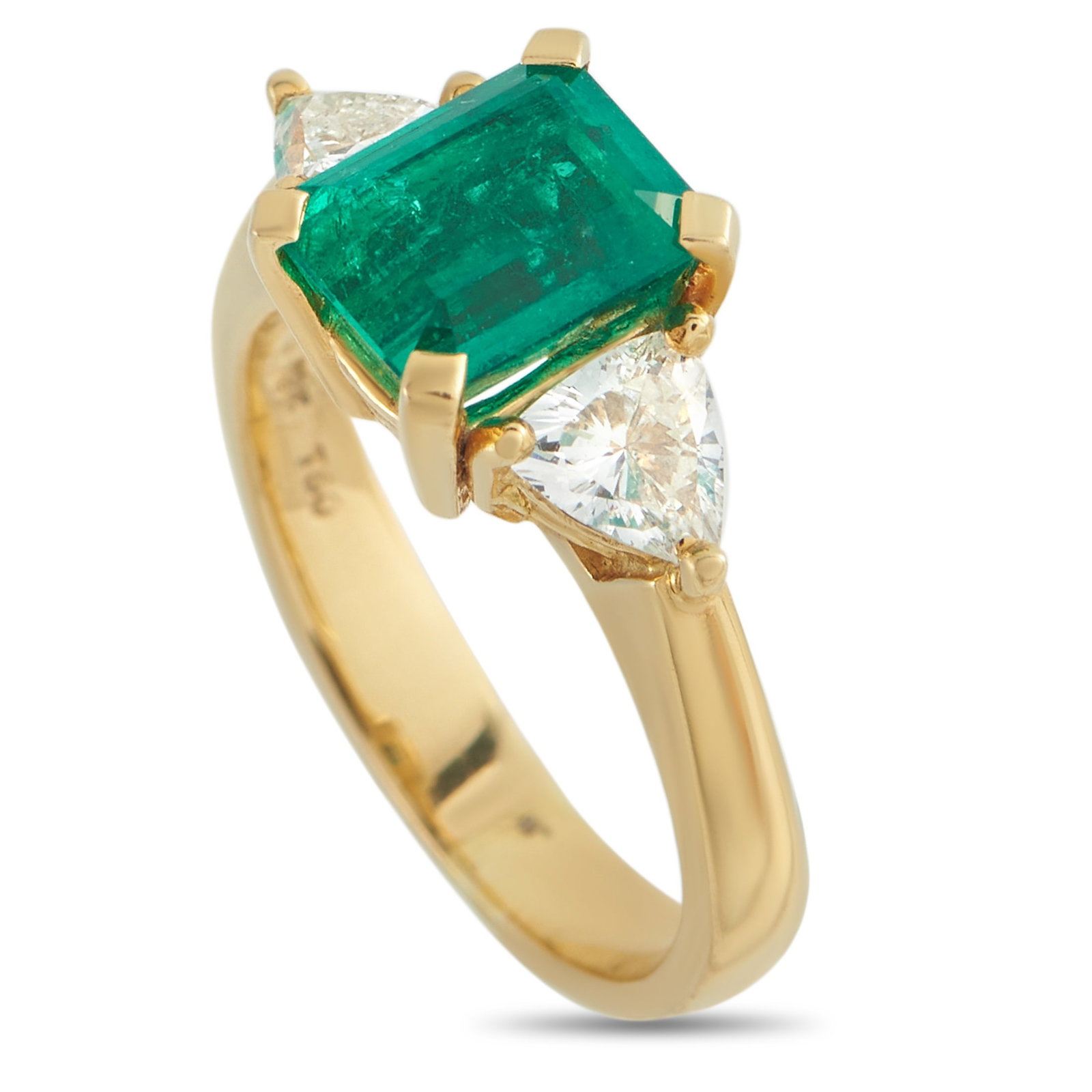 18K Yellow Gold 0.80ct Diamond and Emerald Ring (1 of 3)