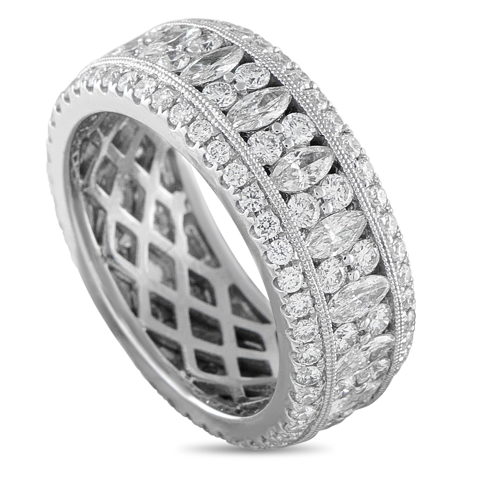 18K White Gold 2.72ct Diamond Wide Band (1 of 4)