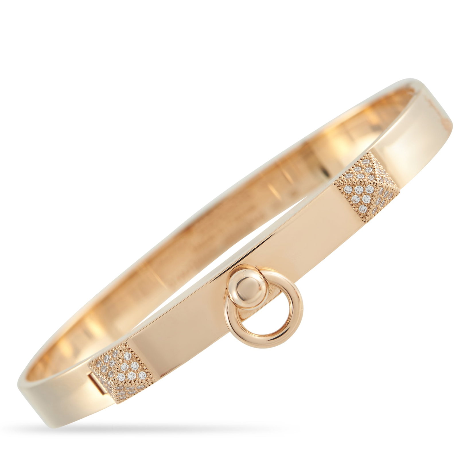 HERMES Collier de Chien 18K Rose Gold Diamond Bracelet (1 of 3)