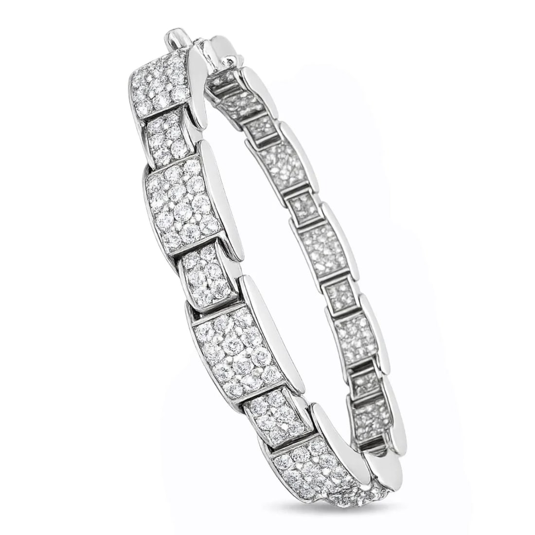 Bracelet - 14 kt. Exclusive 14K White Gold 5.94ct Diamond Link Bracelet, White gold - 5.94ct. tw.: Exclusive 14K White Gold 5.94ct Diamond Link BraceletA substantial and elegant link bracelet crafted in luminous 14 karat white gold. The articulated design is fully set with round brilliant diamonds 