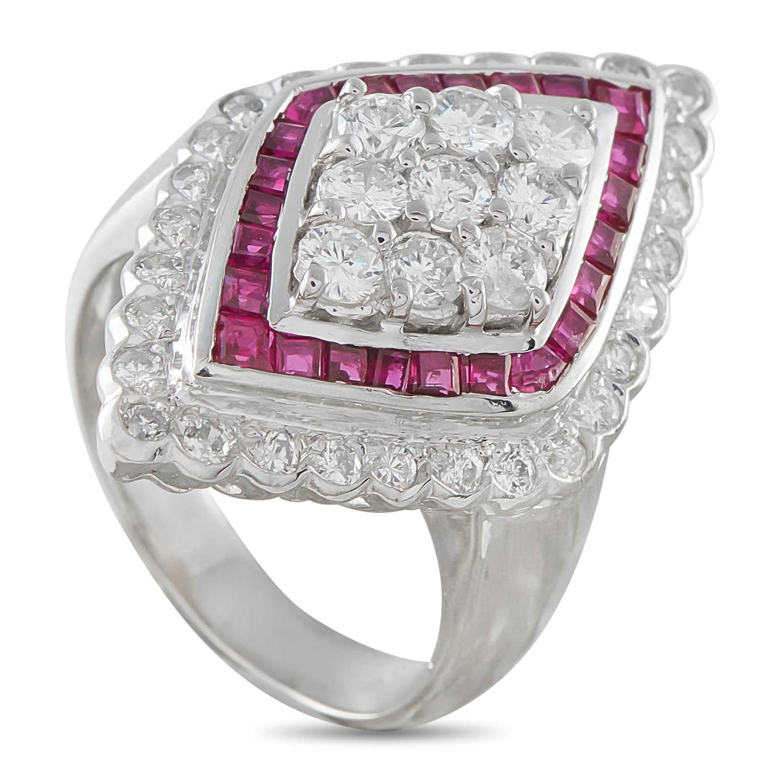 Platinum 1.21ct Diamond and Ruby Ring (1 of 3)