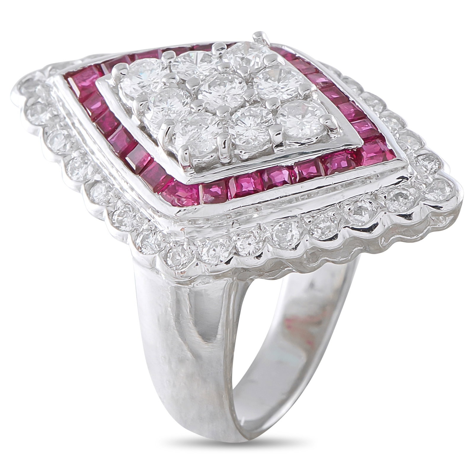 Platinum 1.21ct Diamond and Ruby Ring - 2