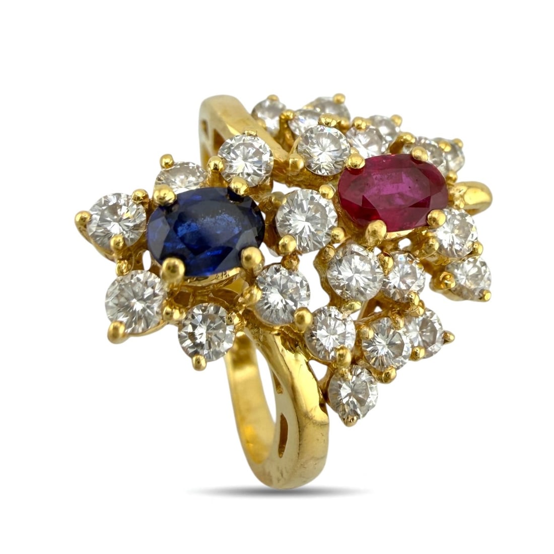 18K Yellow Gold Ruby Sapphire and Diamond Ring (1 of 8)