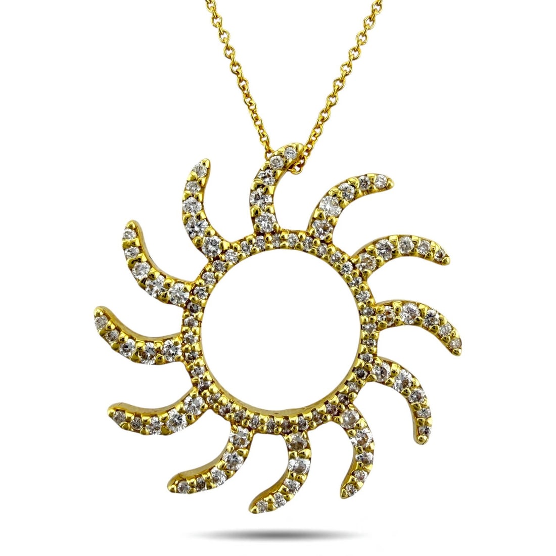 Roberto Coin 18K Yellow Gold 0.42ct Diamond Pendant Necklace: Roberto Coin 18K Yellow Gold 0.42ct Diamond Pendant Necklace This elegant Roberto Coin necklace is crafted in warm 18 karat yellow gold and features a beautifully finished circular pendant that radiat