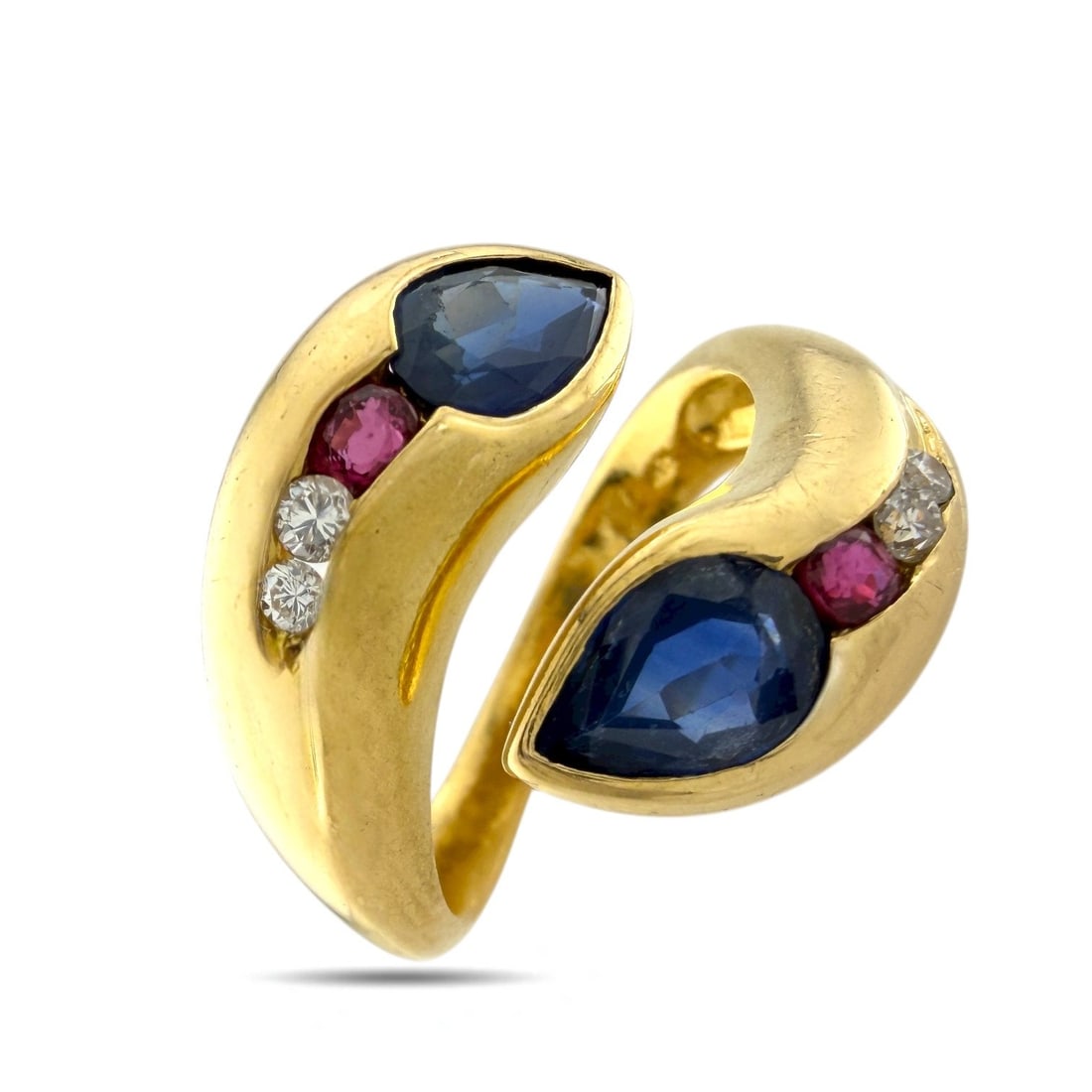 18K Yellow Gold 2ct Sapphire Ruby and Diamond Ring (1 of 7)