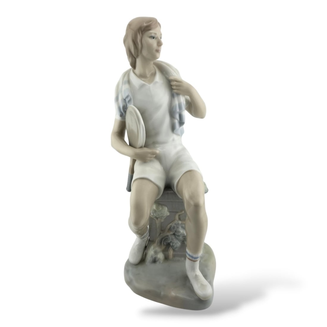 Rare Retired 1974 Lladro Figurine #4894 TENNIS PLAYER BOY: Rare Retired 1974 Lladro Figurine #4894 TENNIS PLAYER BOY. Size: 10 1/2" highFigurine is in excellent condition, Lladro older mark stamped on bottom.
