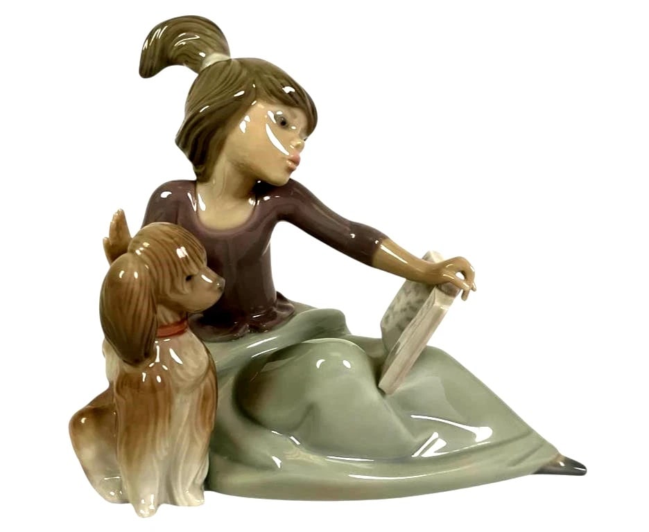 LLADRO A LESSON SHARED 1988-97 PORCELAIN FIGURINE 5475G (1 of 4)