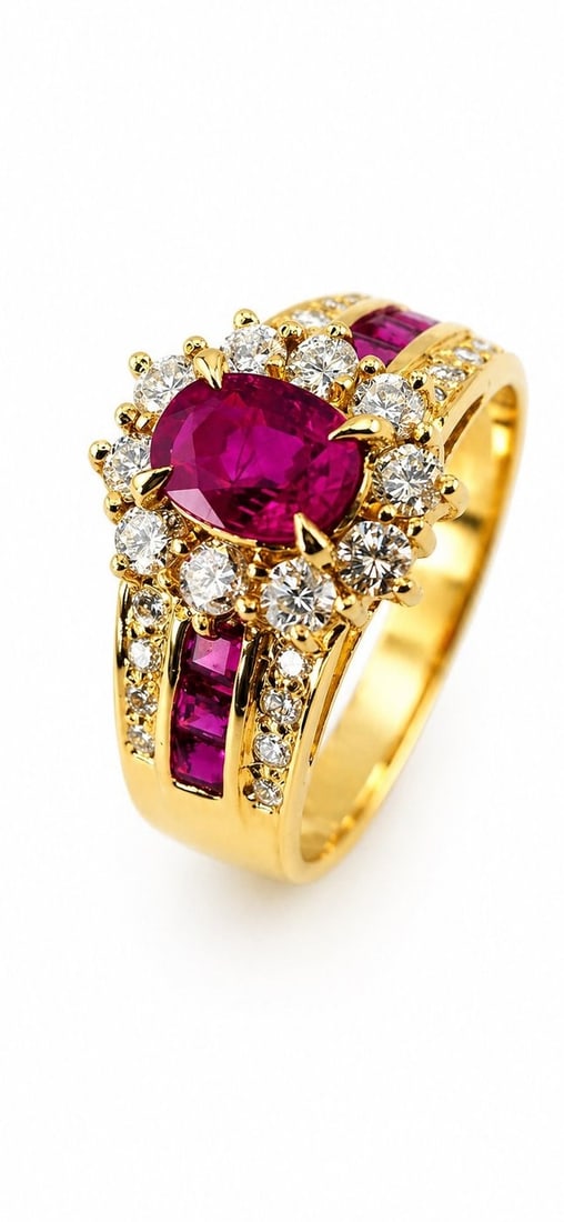 18K Yellow Gold and 1.08ct Diamond and 2.0ct Ruby Ring (1 of 12)