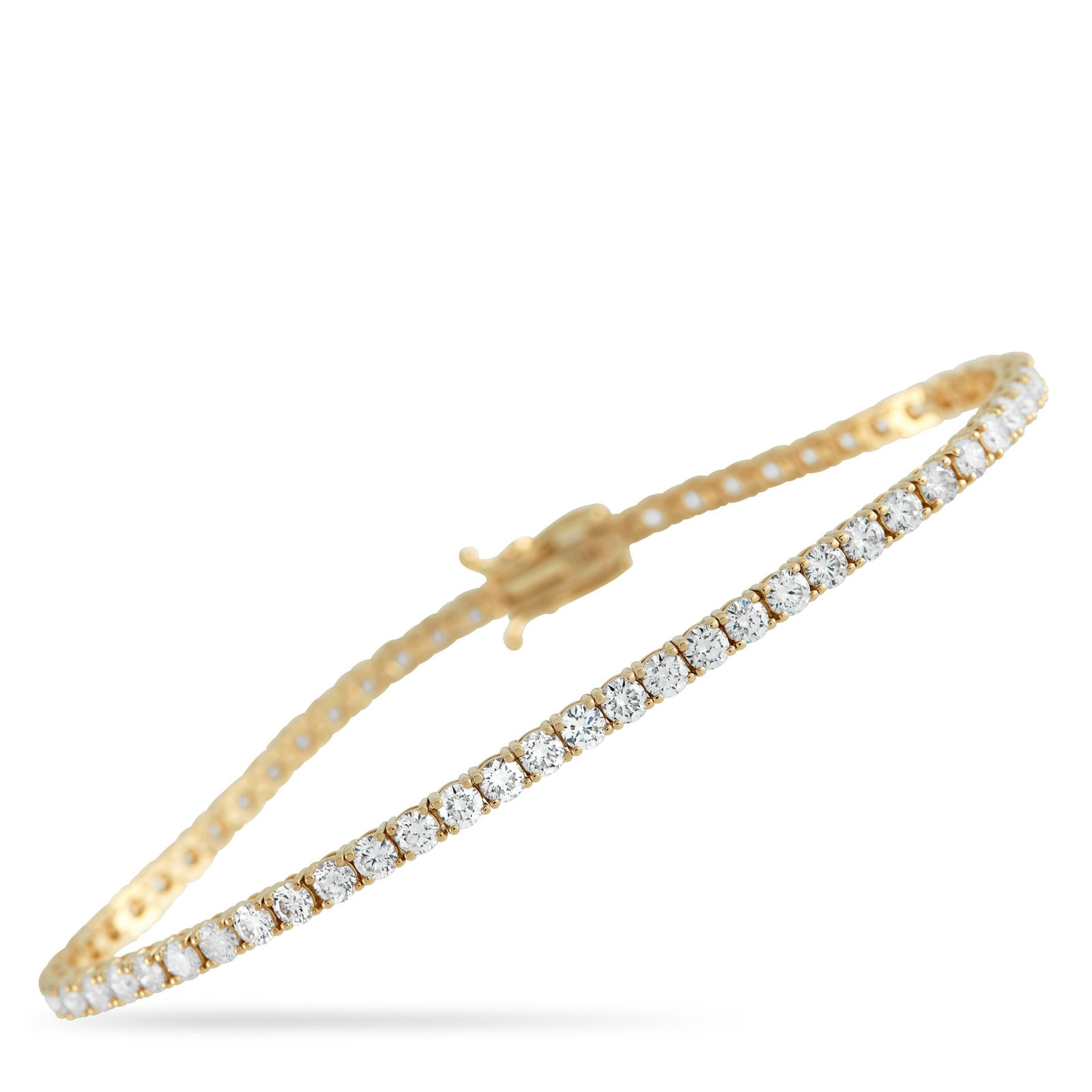 14K Yellow Gold 4.50ct Lab-Grown Diamond Tennis Bracelet: This classic tennis bracelet is perfect for anyone who appreciates quiet luxury. Simple and elegant, this elevated piece comes to life thanks to a series of sparkling round-cut Lab Grown Diamonds