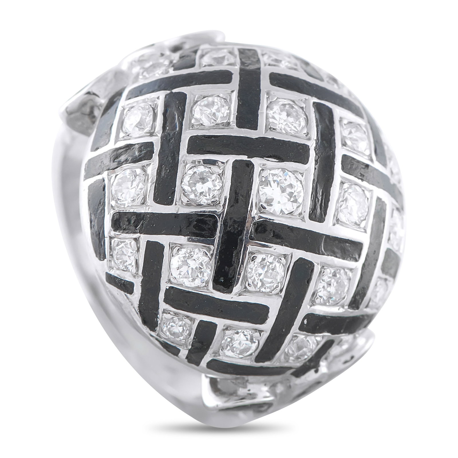 14K White Gold 1.0ct Diamond Ring: This luxury ring offers clean lines and a classic sense of sophistication. Set in 14K White Gold, the domed design is elevated by sparkling Diamonds totaling 1.0 carats set in a dramatic lattice patte