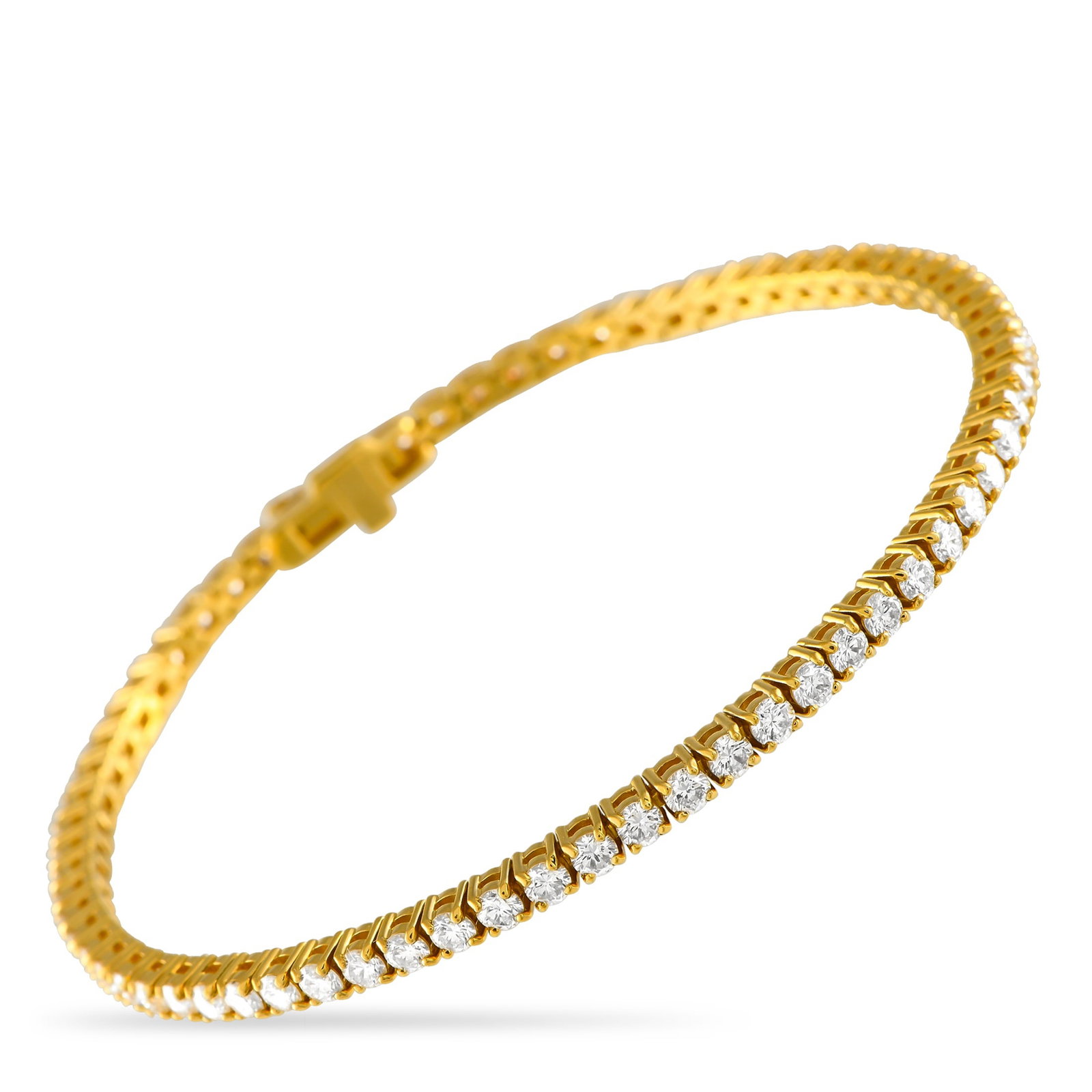 14K Yellow Gold 4.40ct Lab-Grown Diamond Tennis Bracelet: This luxurious tennis bracelet will add timeless elegance to any ensemble. The simple 14K Yellow Gold setting beautifully showcases a stunning series of brilliant Lab Grown Diamonds totaling 4.40
