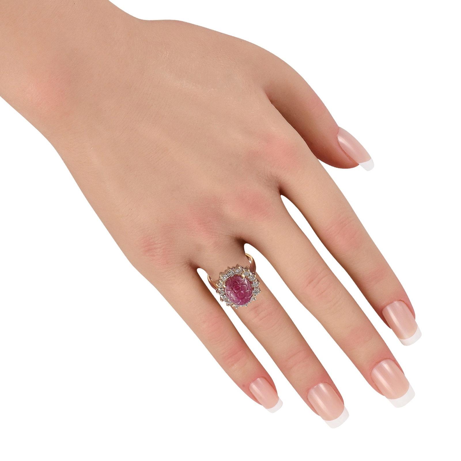 18K Yellow Gold 0.84ct Diamond and Ruby Ring - 3
