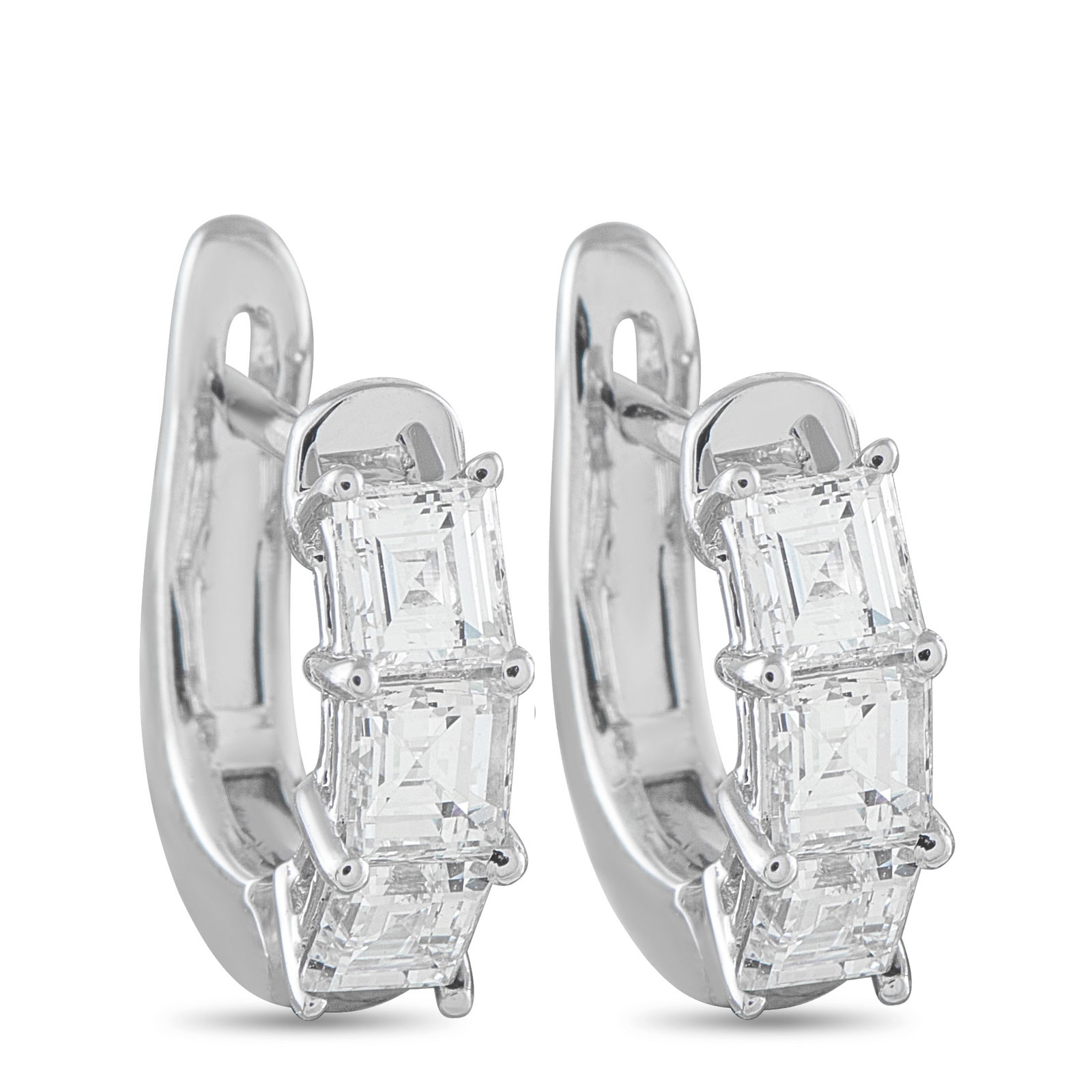 18K White Gold 1.50ct Diamond Earrings: Add a touch of sophistication to any ensemble with these elegant earrings. The understated design is elevated by sparkling Diamonds totaling 1.50 carats. Set in 18K White Gold, each earring measures 0