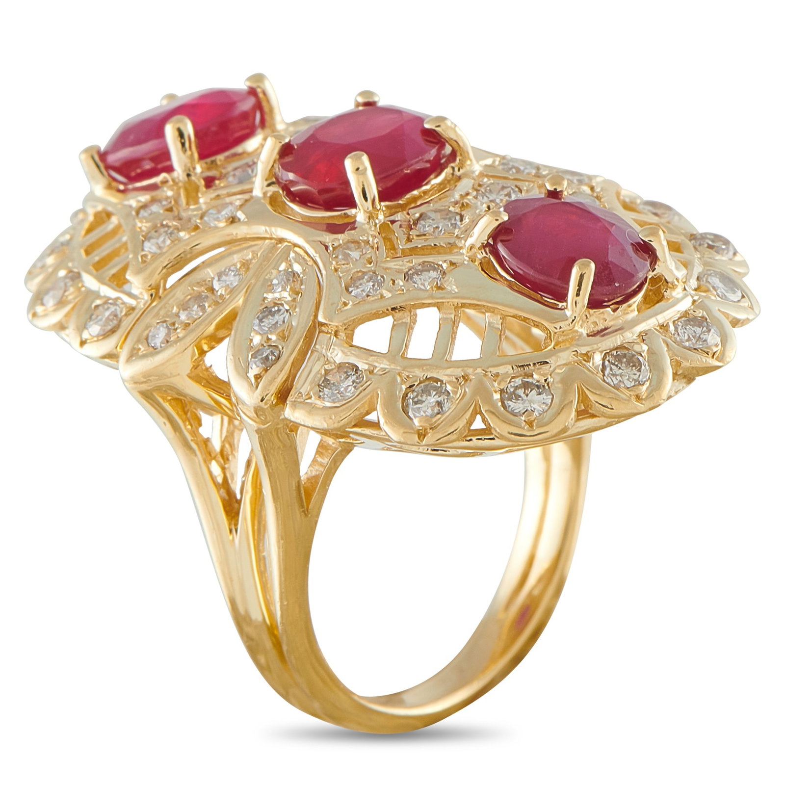 14K Yellow Gold 1.0ct Diamond and Ruby Ring - 2