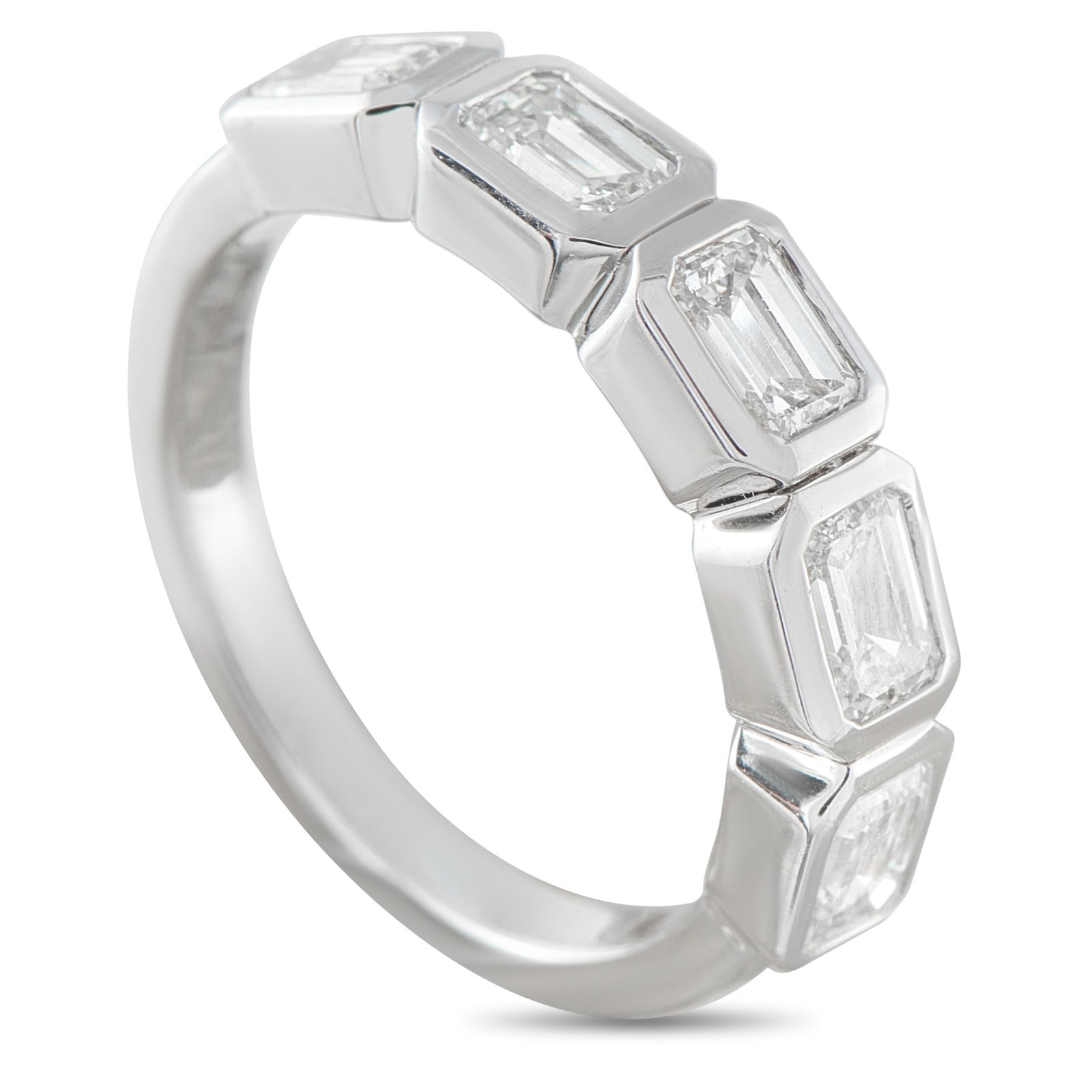 18K White Gold 2.05ct Diamond Ring: This ring is sleek, stylish, and incredibly sophisticated. A series of sparkling Diamonds totaling 2.05 carats add sparkle to the top of the understated 18K White Gold setting. Ideal for everyday